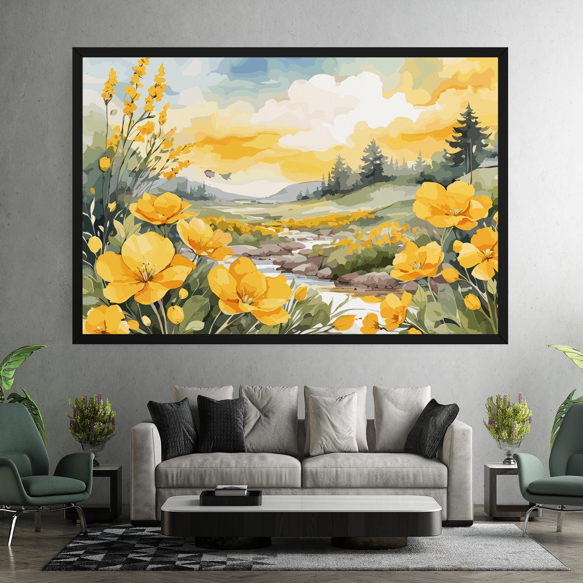 Tablou Canvas Yellow View Flower mockup 7