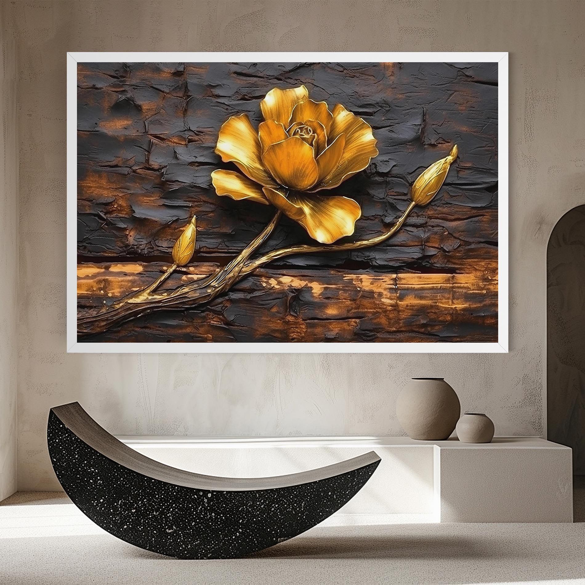 Golden Rose On Wood mockup 8