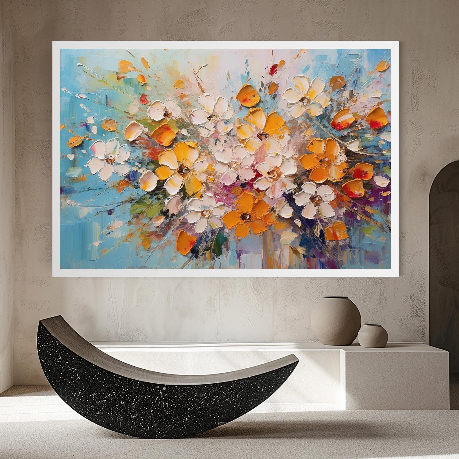 Tablou Canvas Pretty Flowers On Blue mockup 8