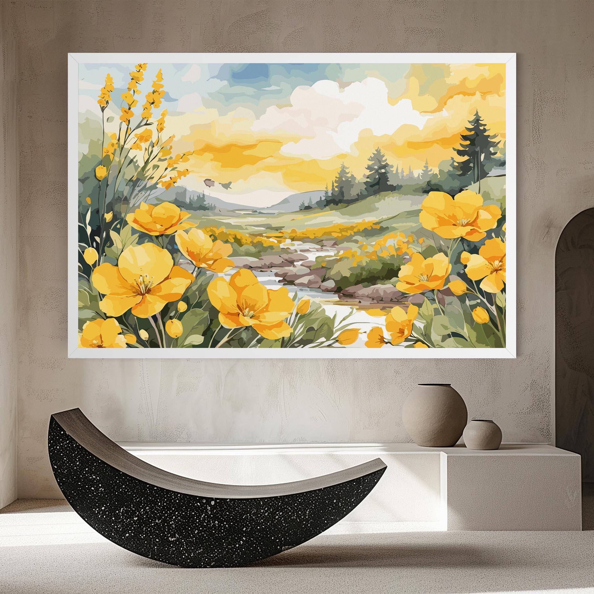 Tablou Canvas Yellow View Flower mockup 8