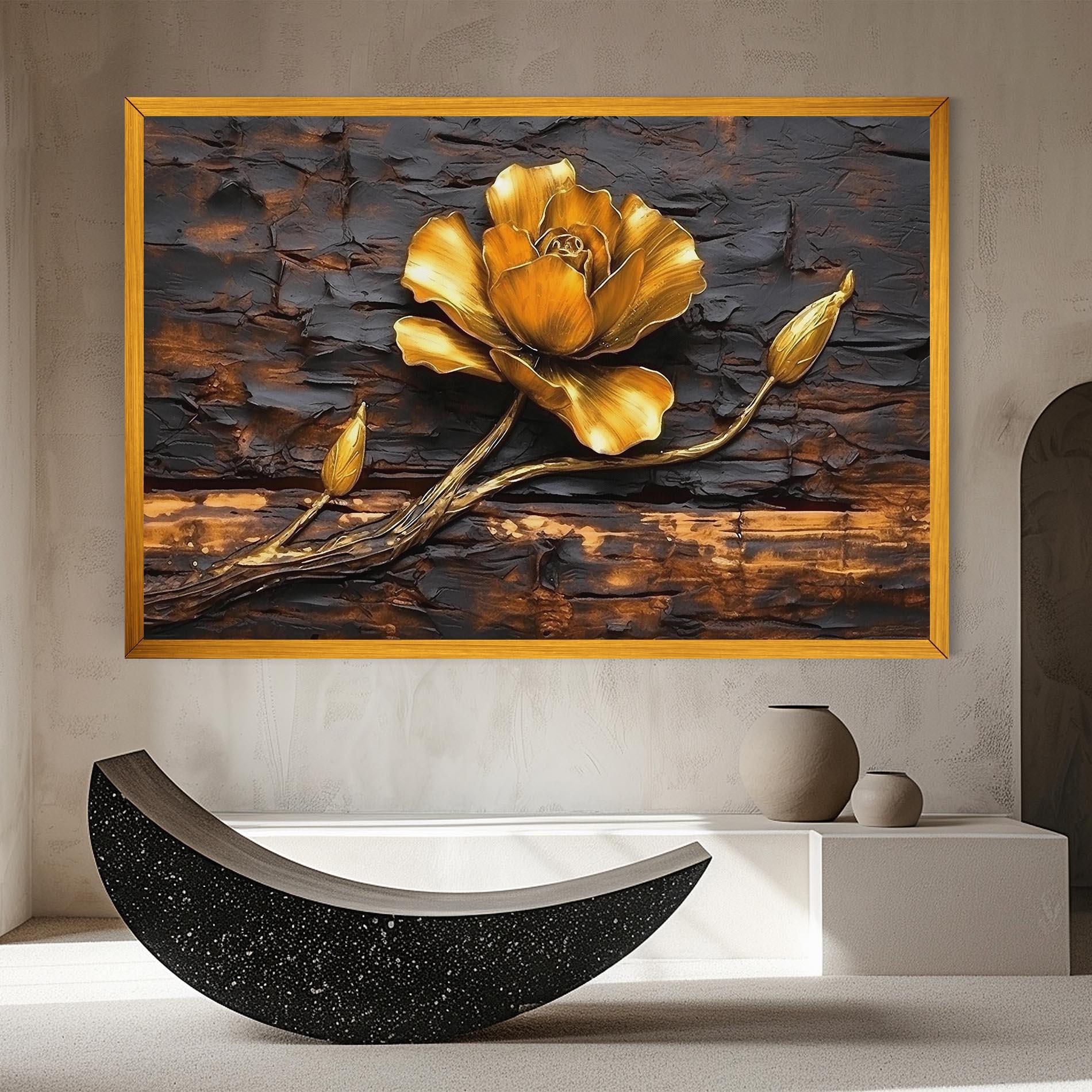 Tablou Canvas Golden Rose On Wood mockup 8