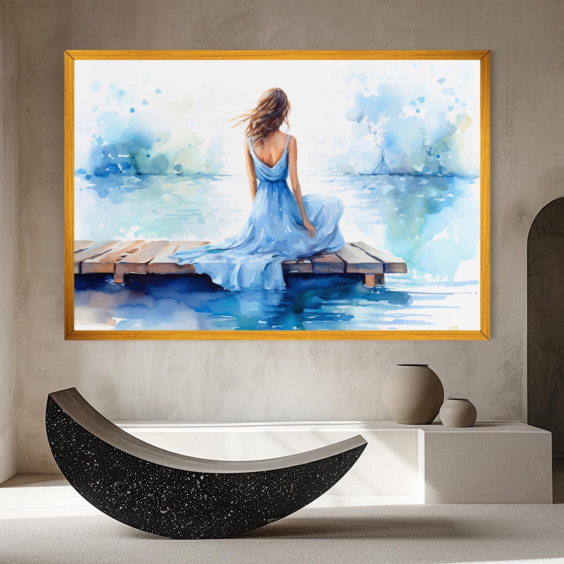 Tablou Canvas Lake Blue Woman mockup 8