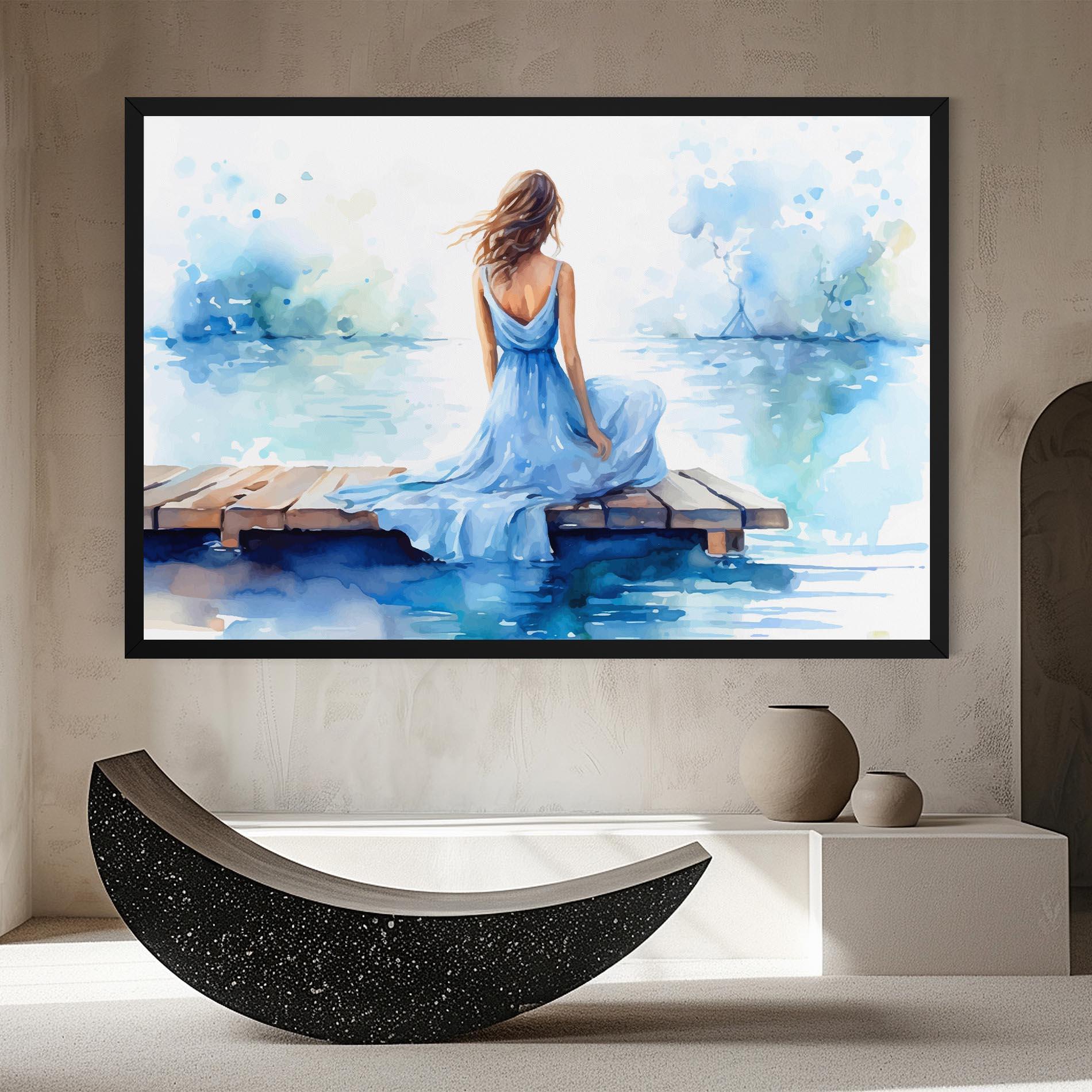 Tablou Canvas Lake Blue Woman mockup 8