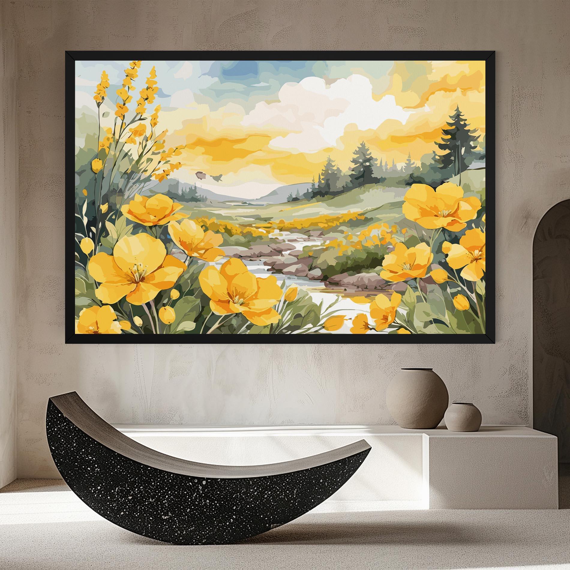 Tablou Canvas Yellow View Flower mockup 8