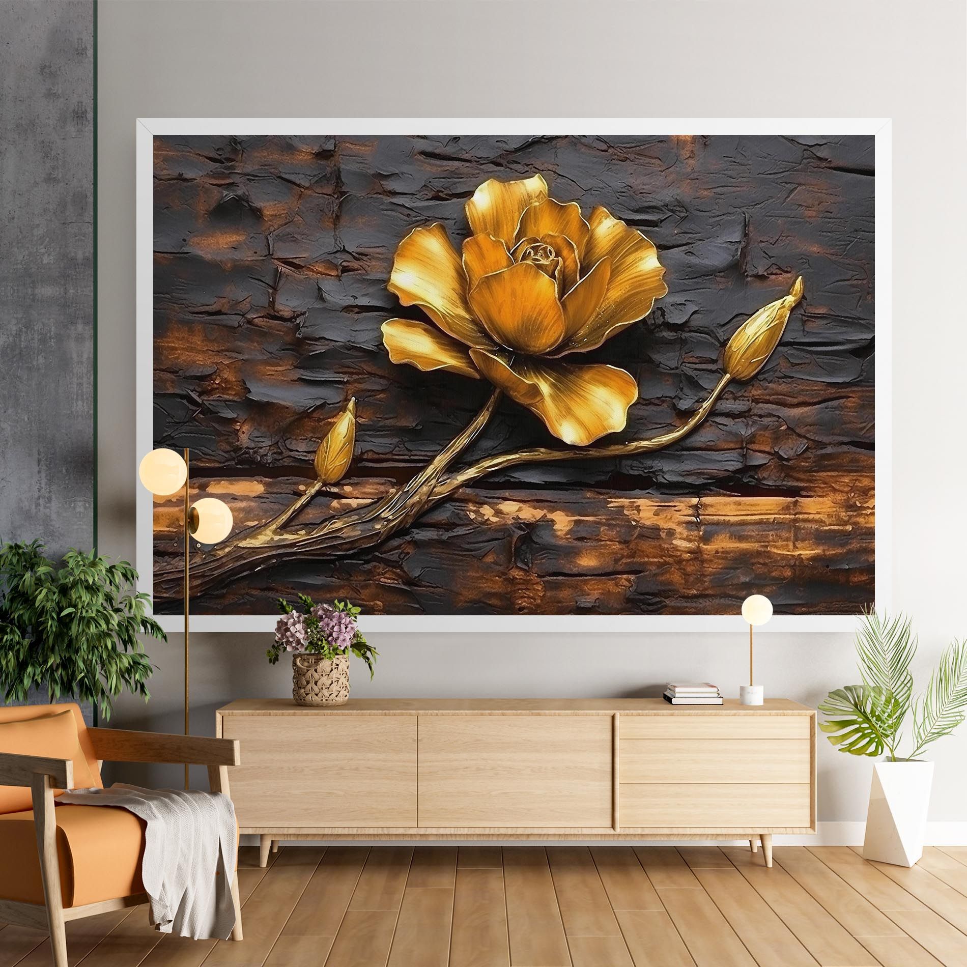Golden Rose On Wood mockup 9