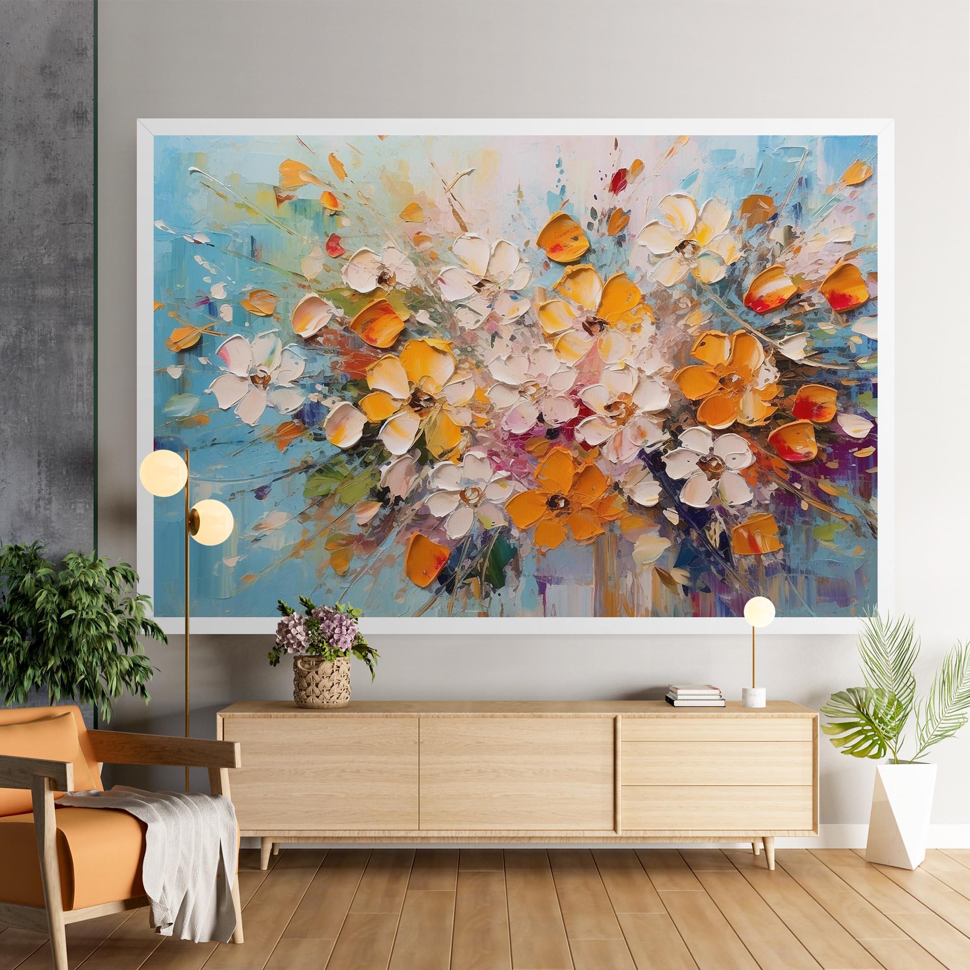 Tablou Canvas Pretty Flowers On Blue mockup 9