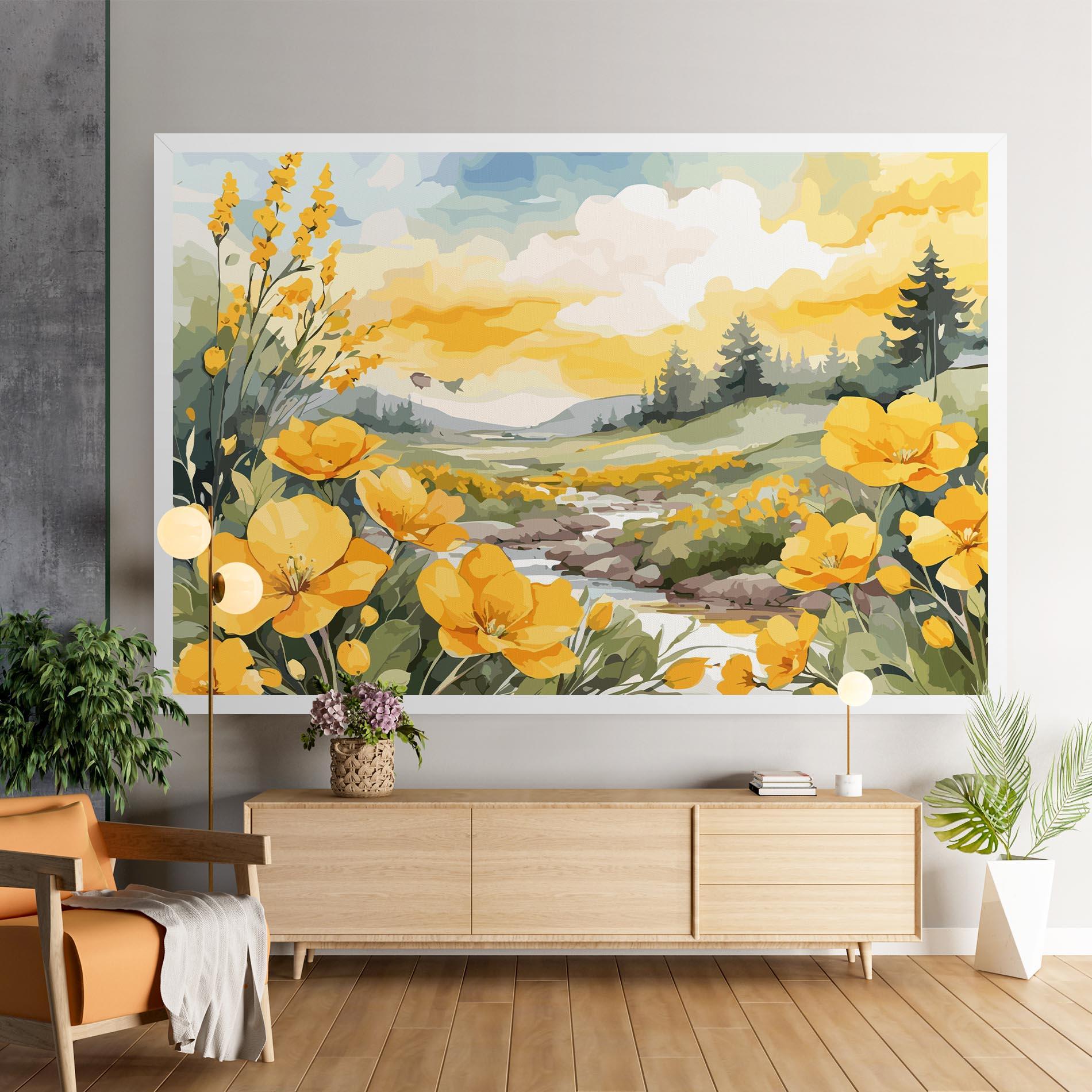 Tablou Canvas Yellow View Flower mockup 9