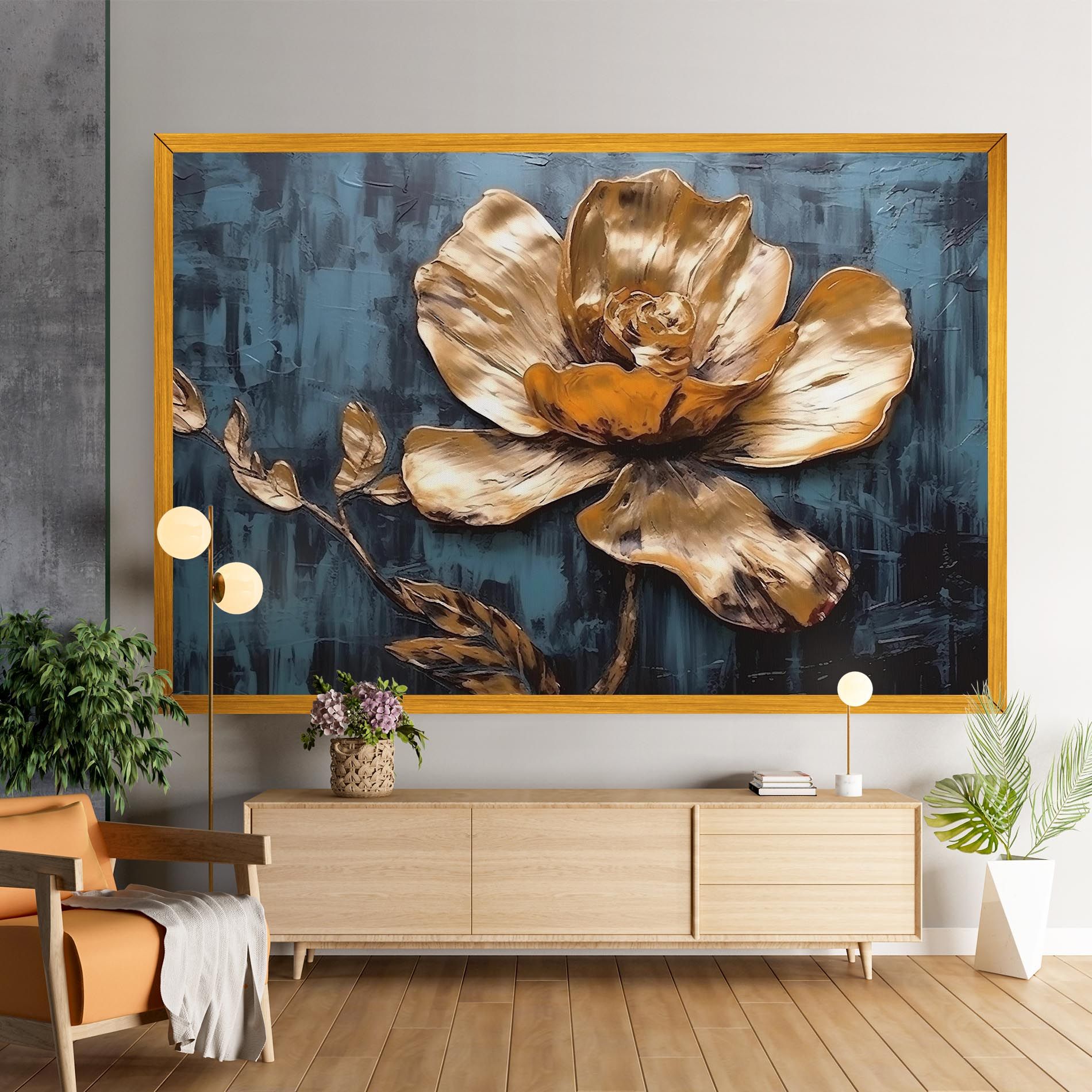 Golden Rose On Blue mockup 9