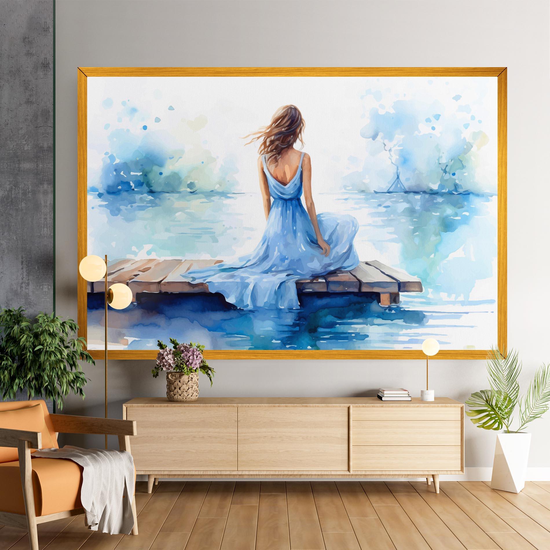 Tablou Canvas Lake Blue Woman mockup 9