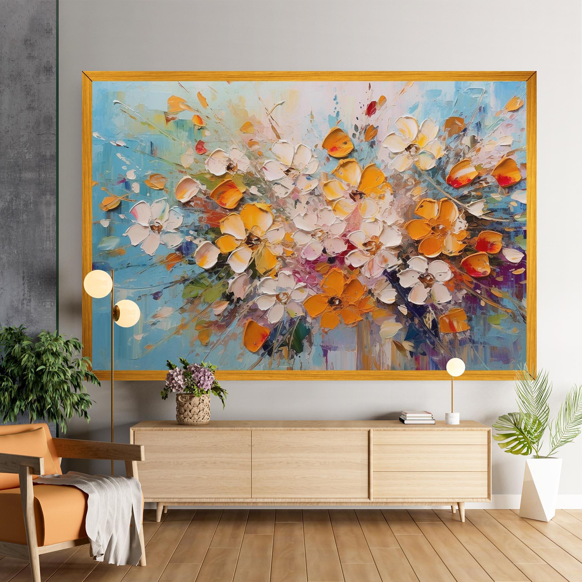 Tablou Canvas Pretty Flowers On Blue mockup 9