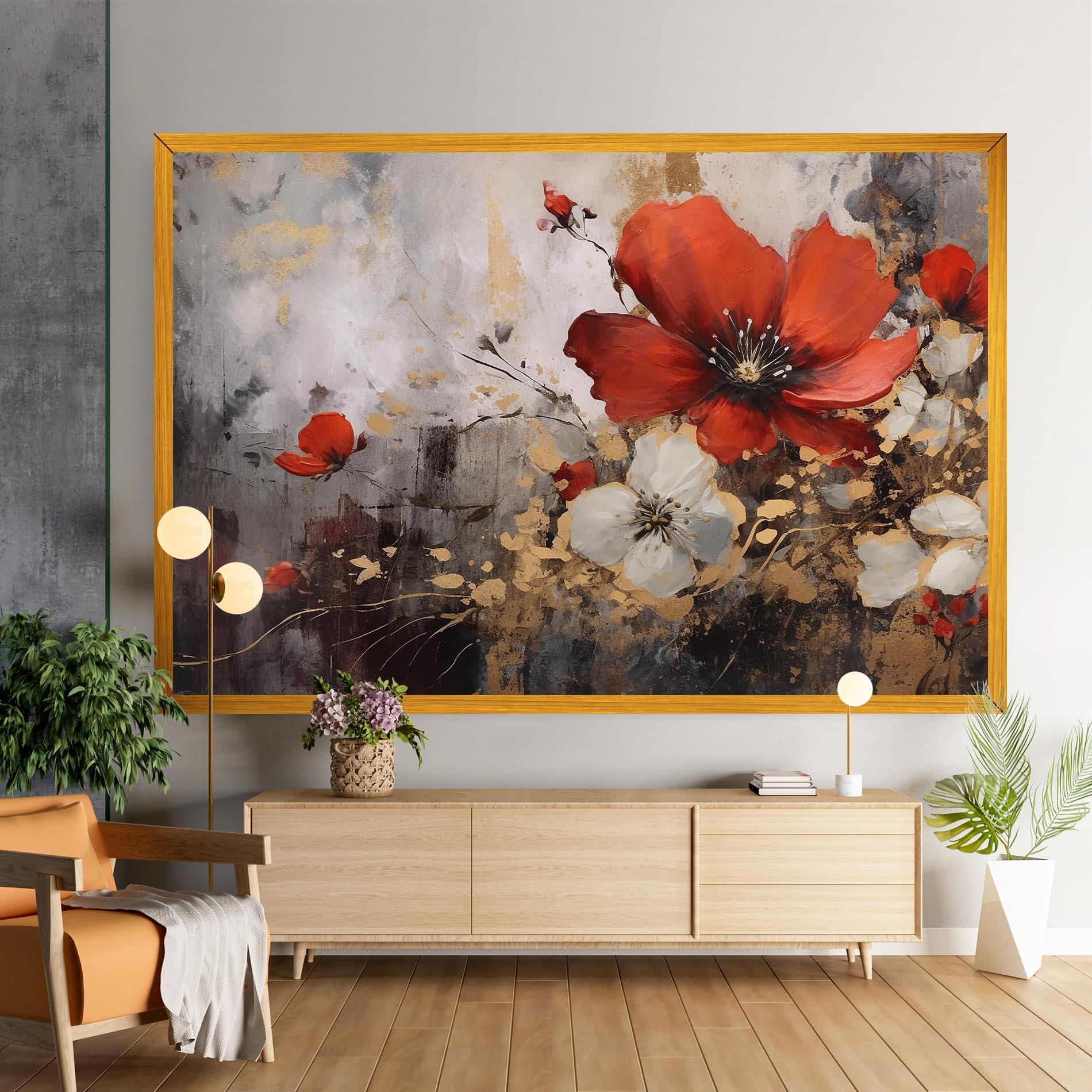 Tablou Canvas Red Poppy Painting mockup 9