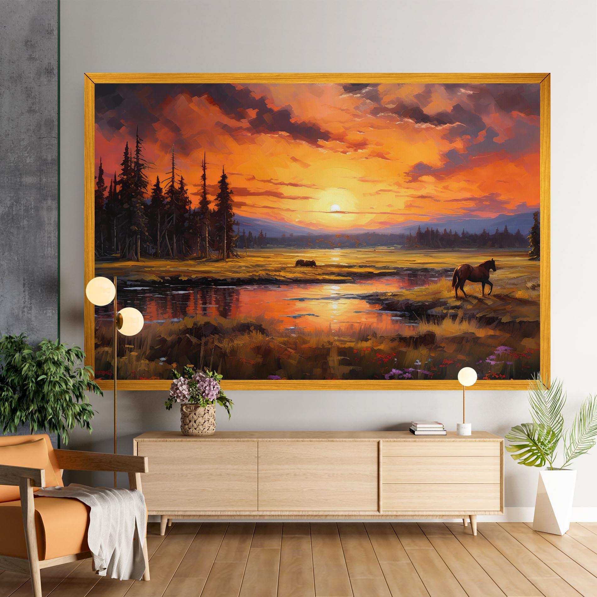 Tablou Canvas Wild Horses Painting mockup 9