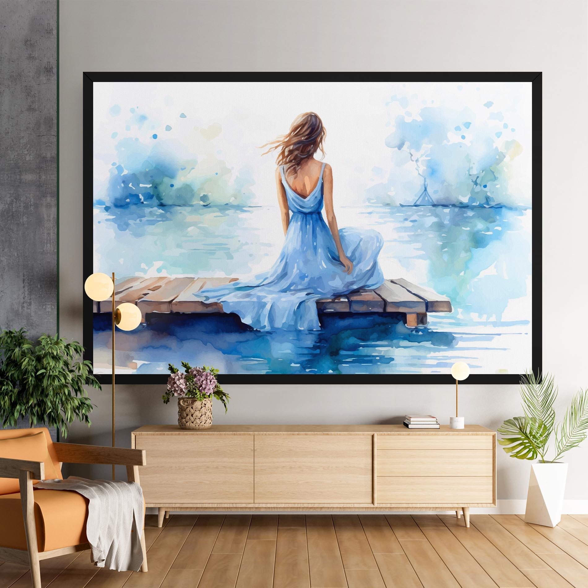 Tablou Canvas Lake Blue Woman mockup 9