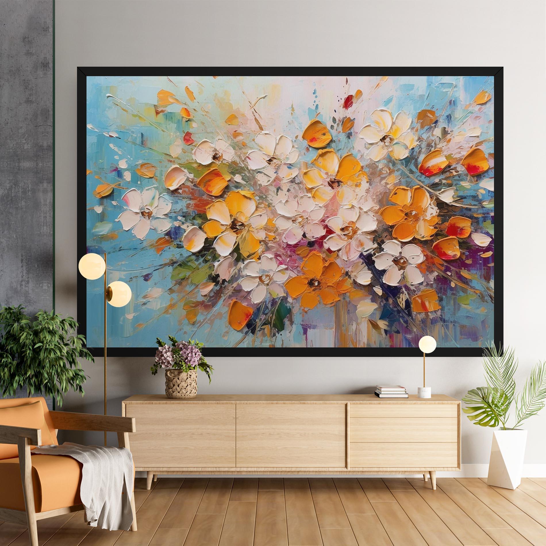 Tablou Canvas Pretty Flowers On Blue mockup 9