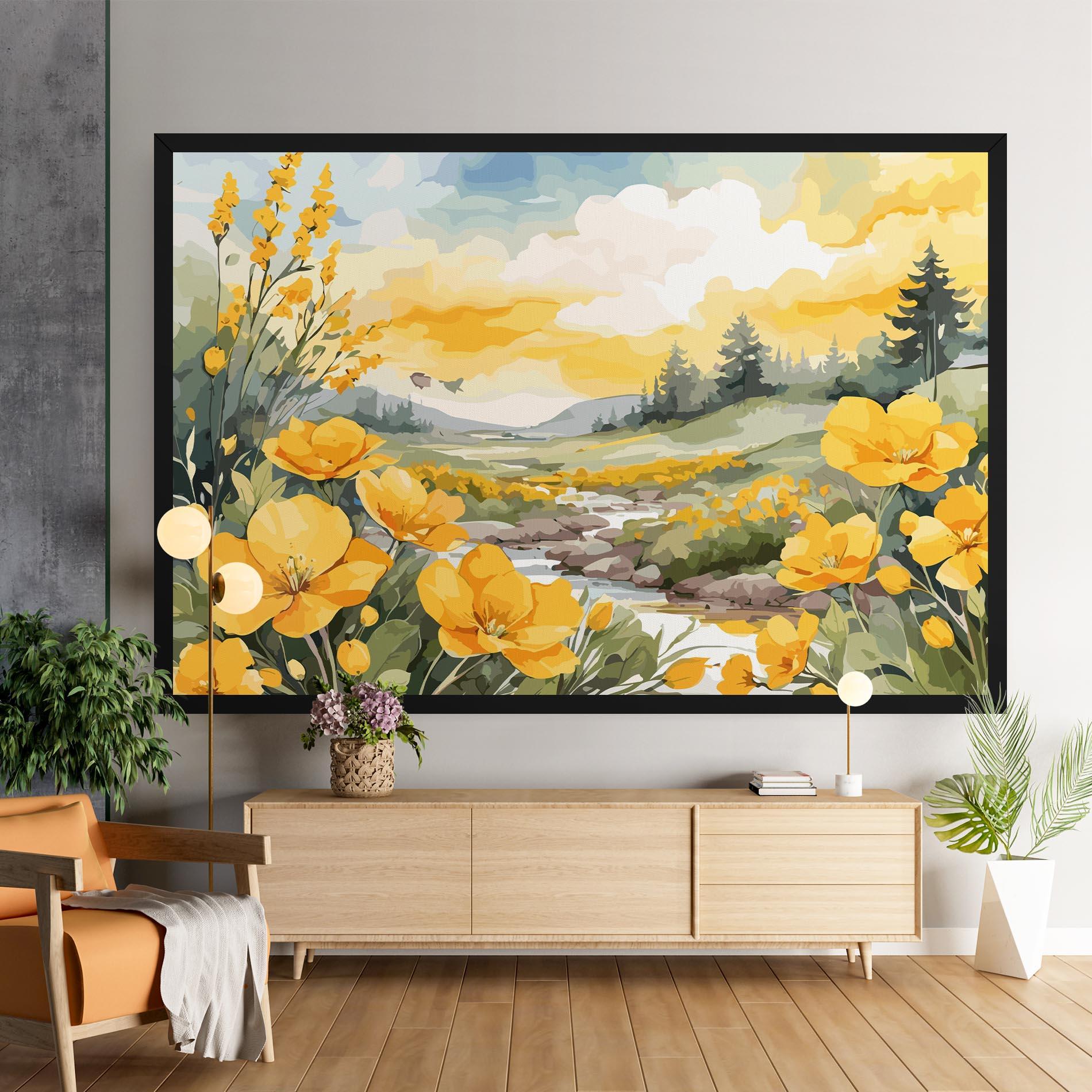 Tablou Canvas Yellow View Flower mockup 9