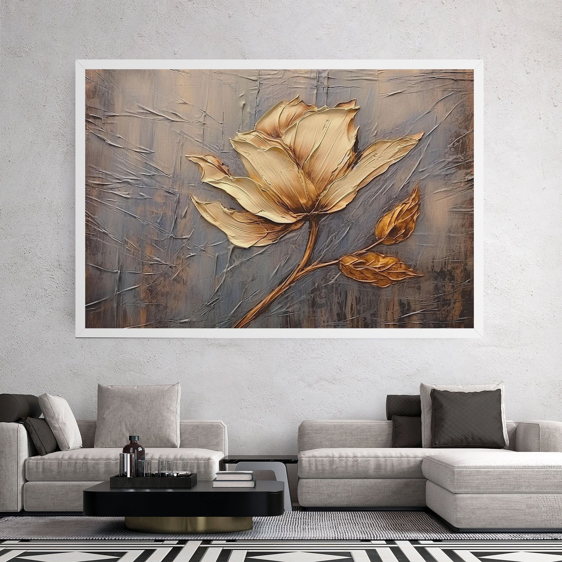 Cream Rose On Blue mockup 2