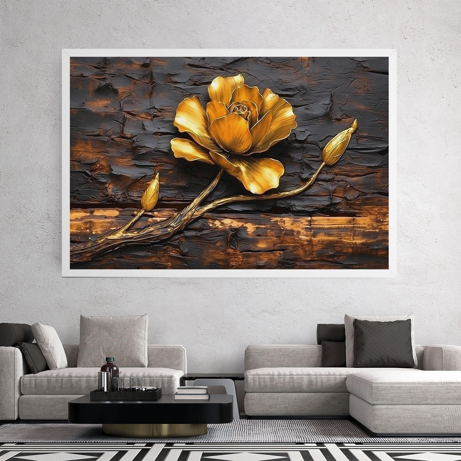 Tablou Canvas Golden Rose On Wood mockup 2