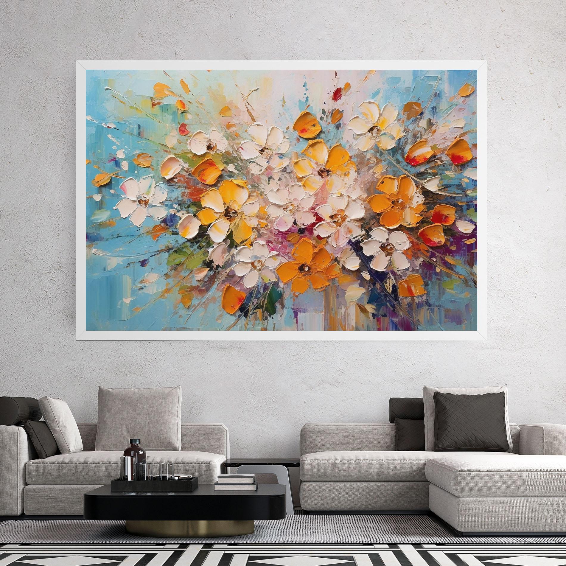 Tablou Canvas Pretty Flowers On Blue mockup 2