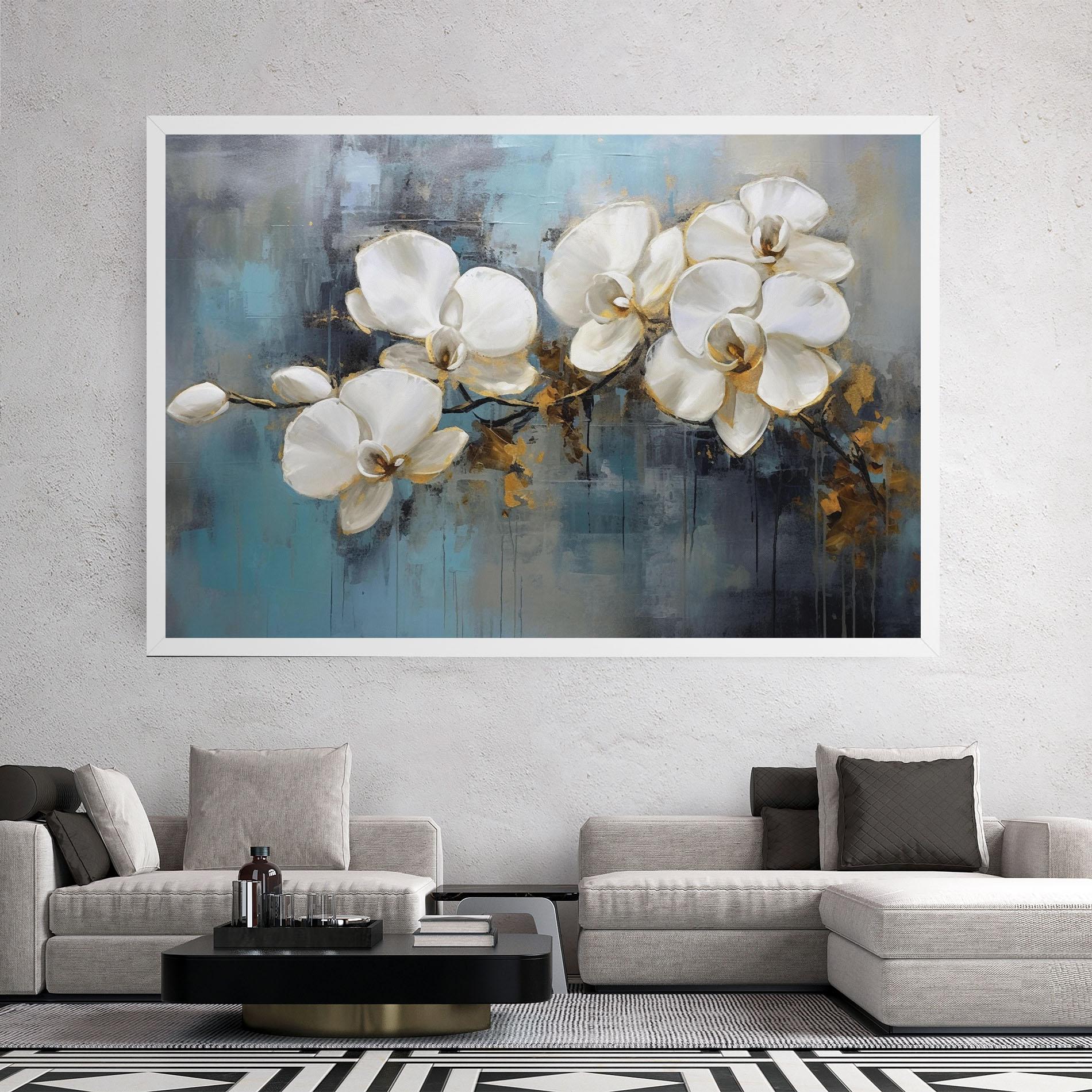 Tablou Canvas White Orchids Painting mockup 2