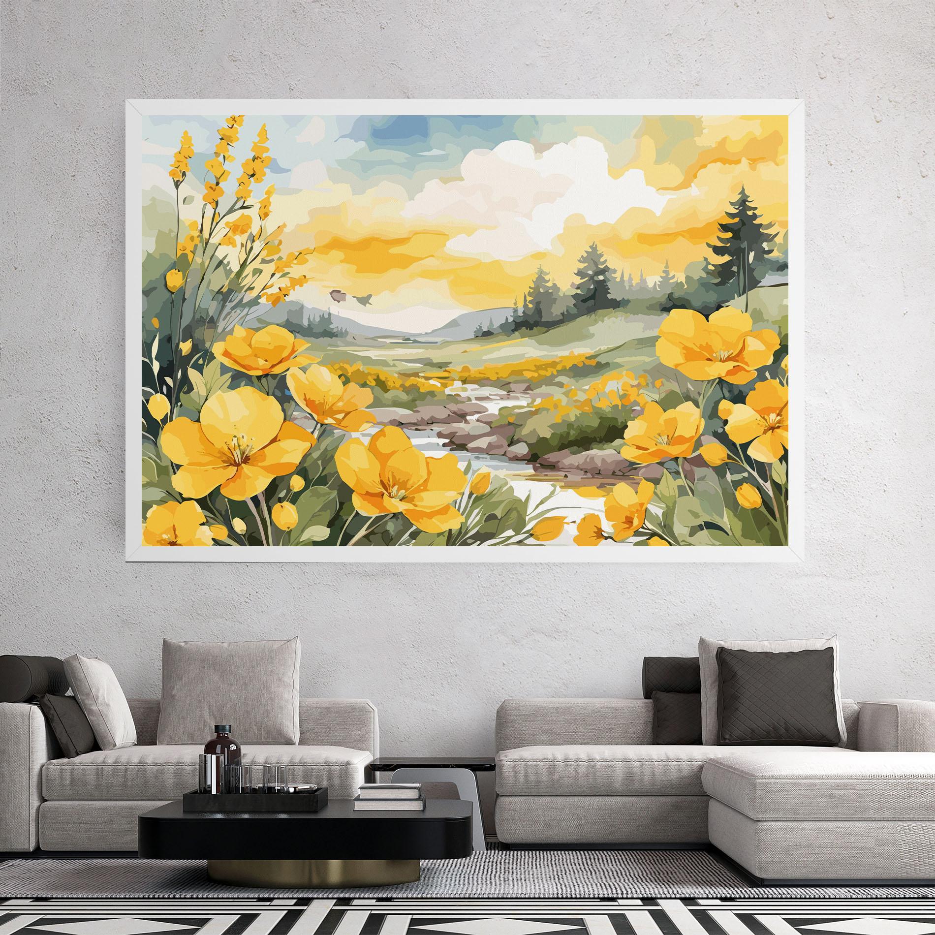 Tablou Canvas Yellow View Flower mockup 2