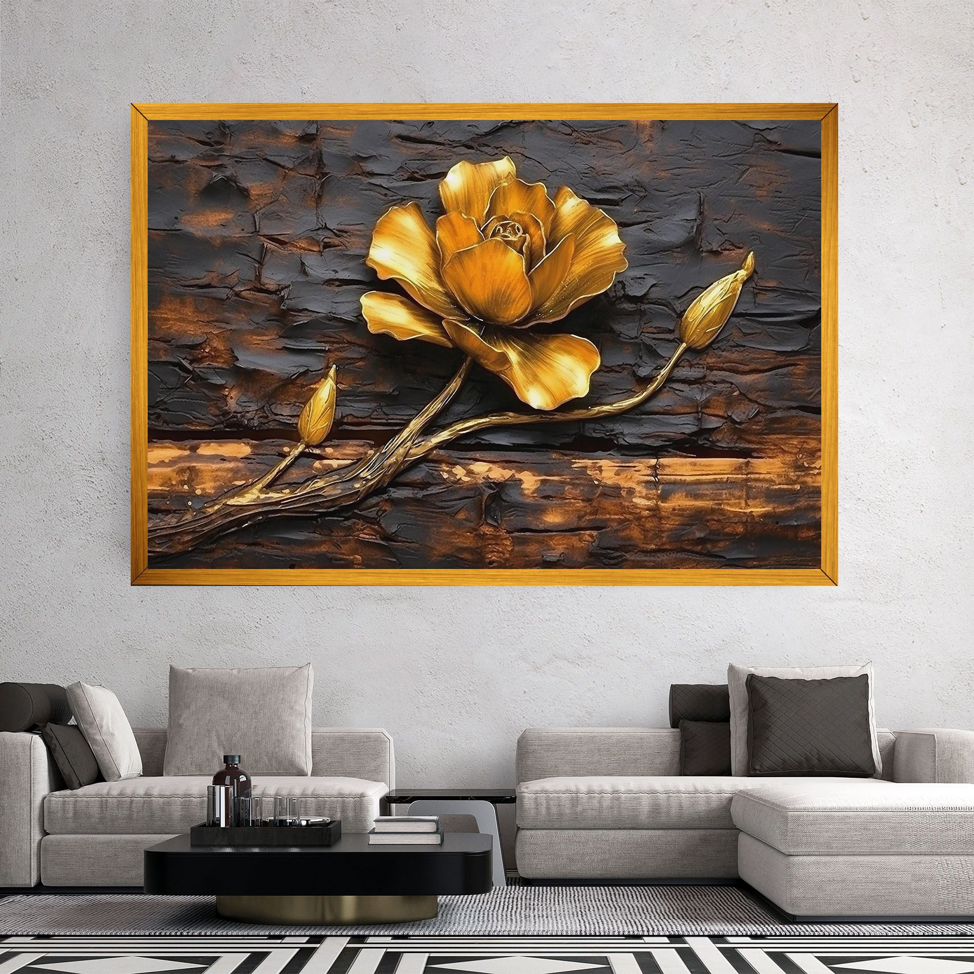 Golden Rose On Wood mockup 2