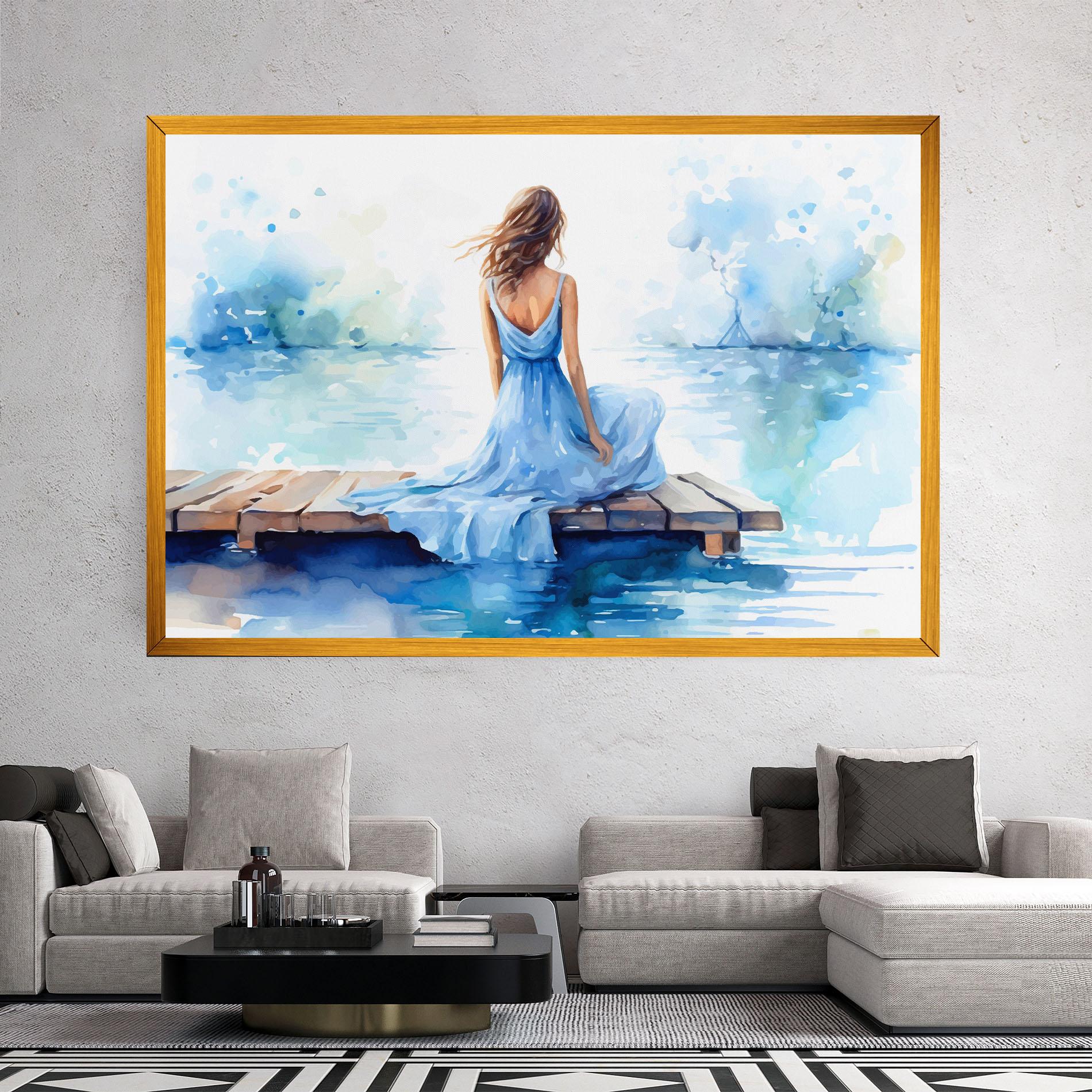 Tablou Canvas Lake Blue Woman mockup 2