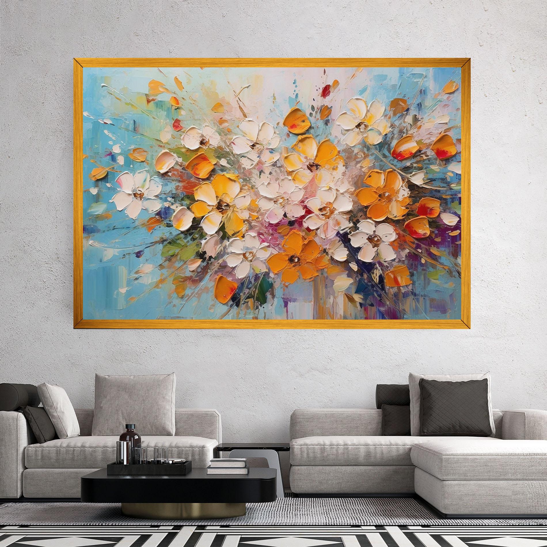 Tablou Canvas Pretty Flowers On Blue mockup 2