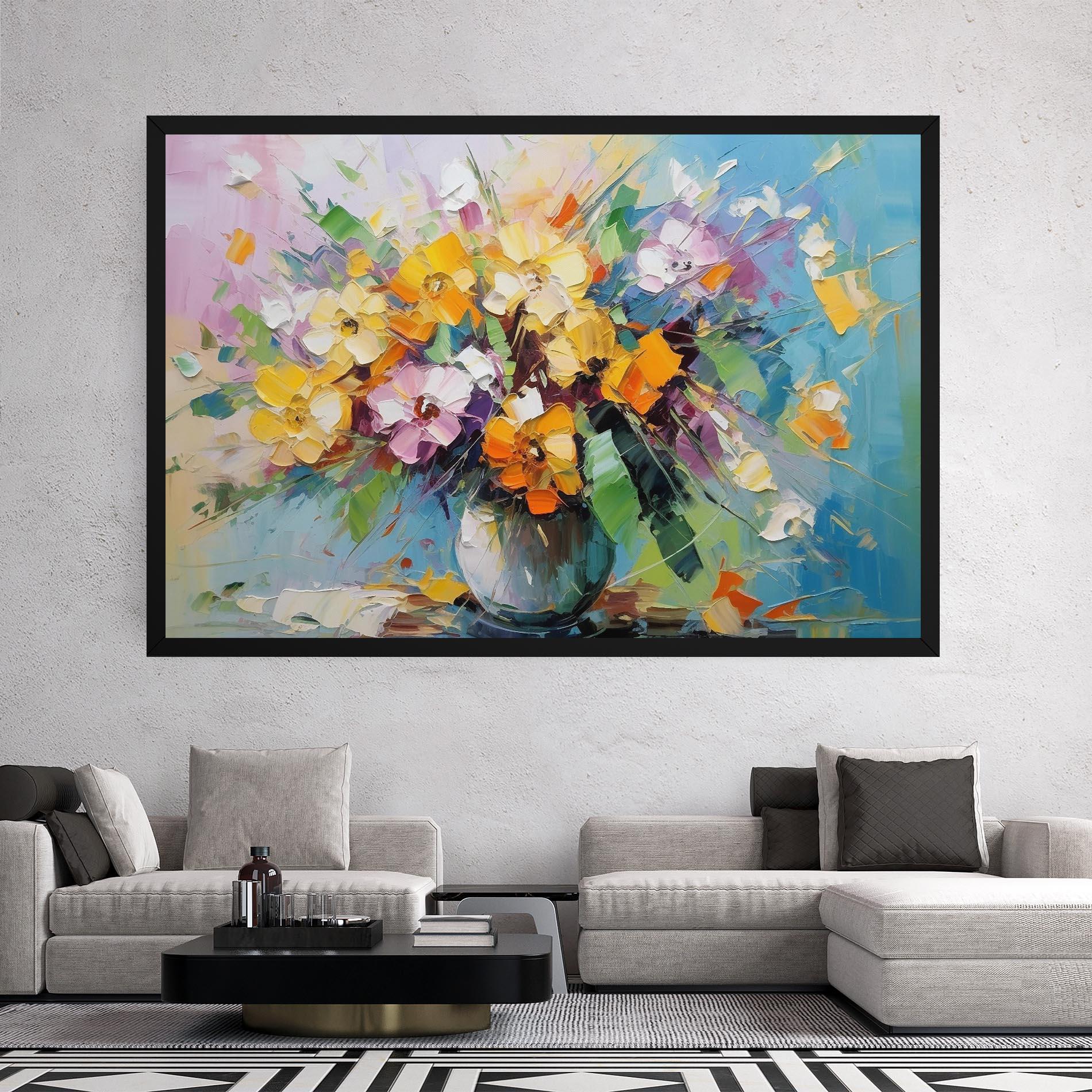 Tablou Canvas Colorfull Flowers Painting mockup 2