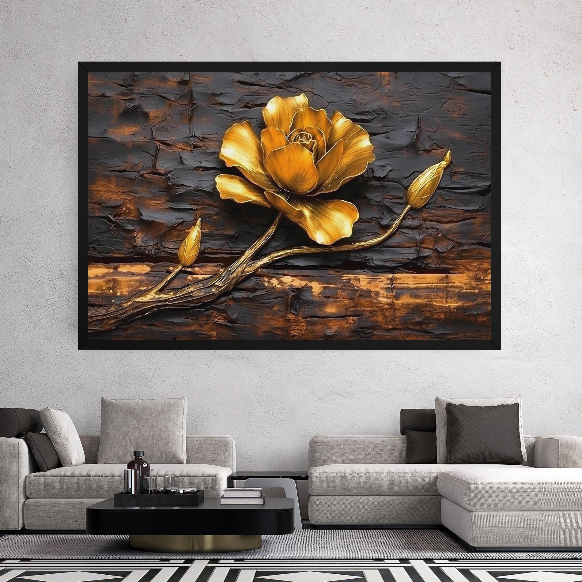 Tablou Canvas Golden Rose On Wood mockup 2