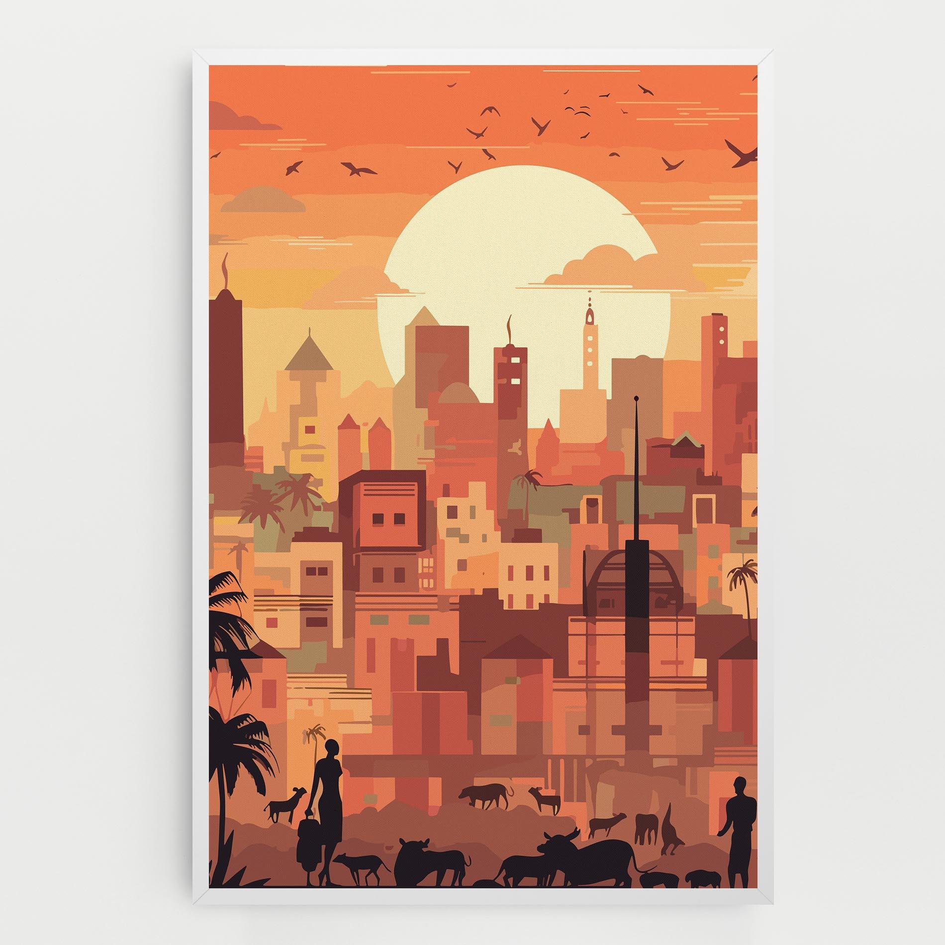 Tablou Canvas Africa City Sunset mockup 0