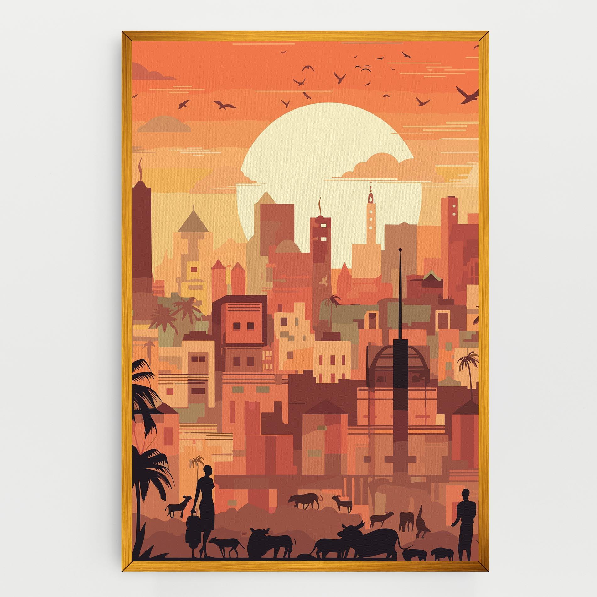 Tablou Canvas Africa City Sunset mockup 0