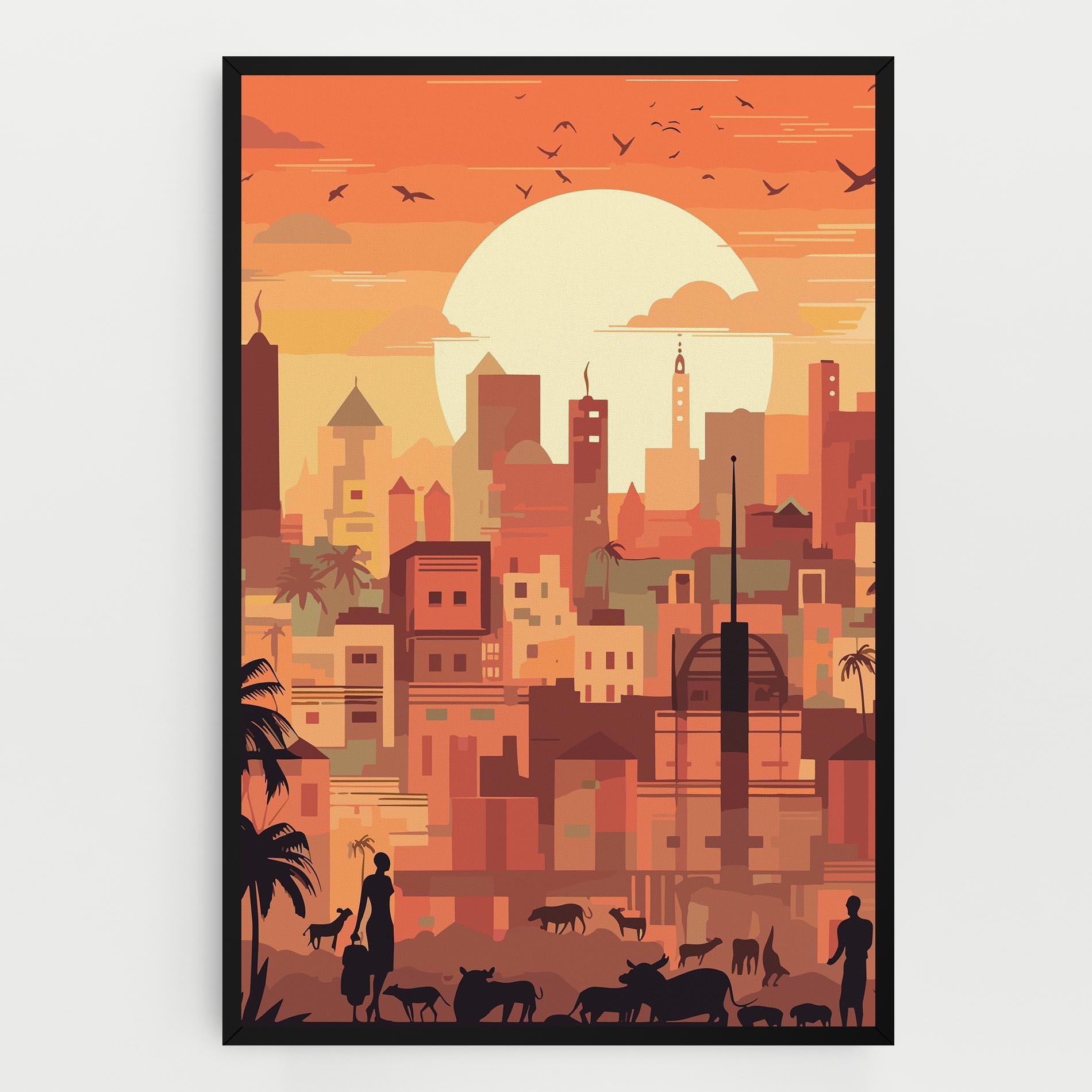 Tablou Canvas Africa City Sunset mockup 0
