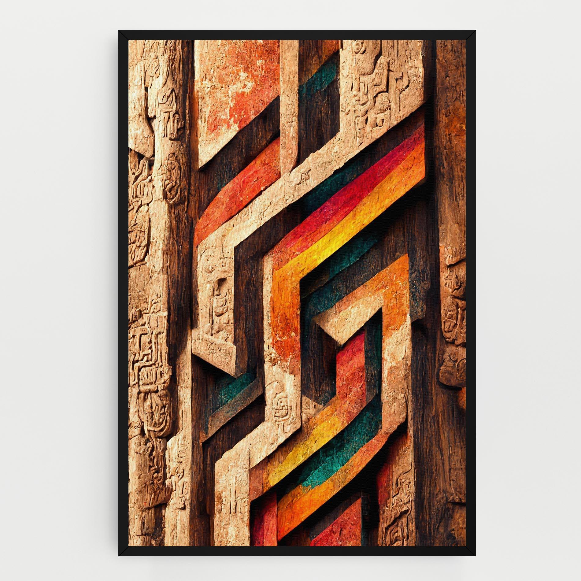 Tablou Canvas Mayan Style Wood mockup 0