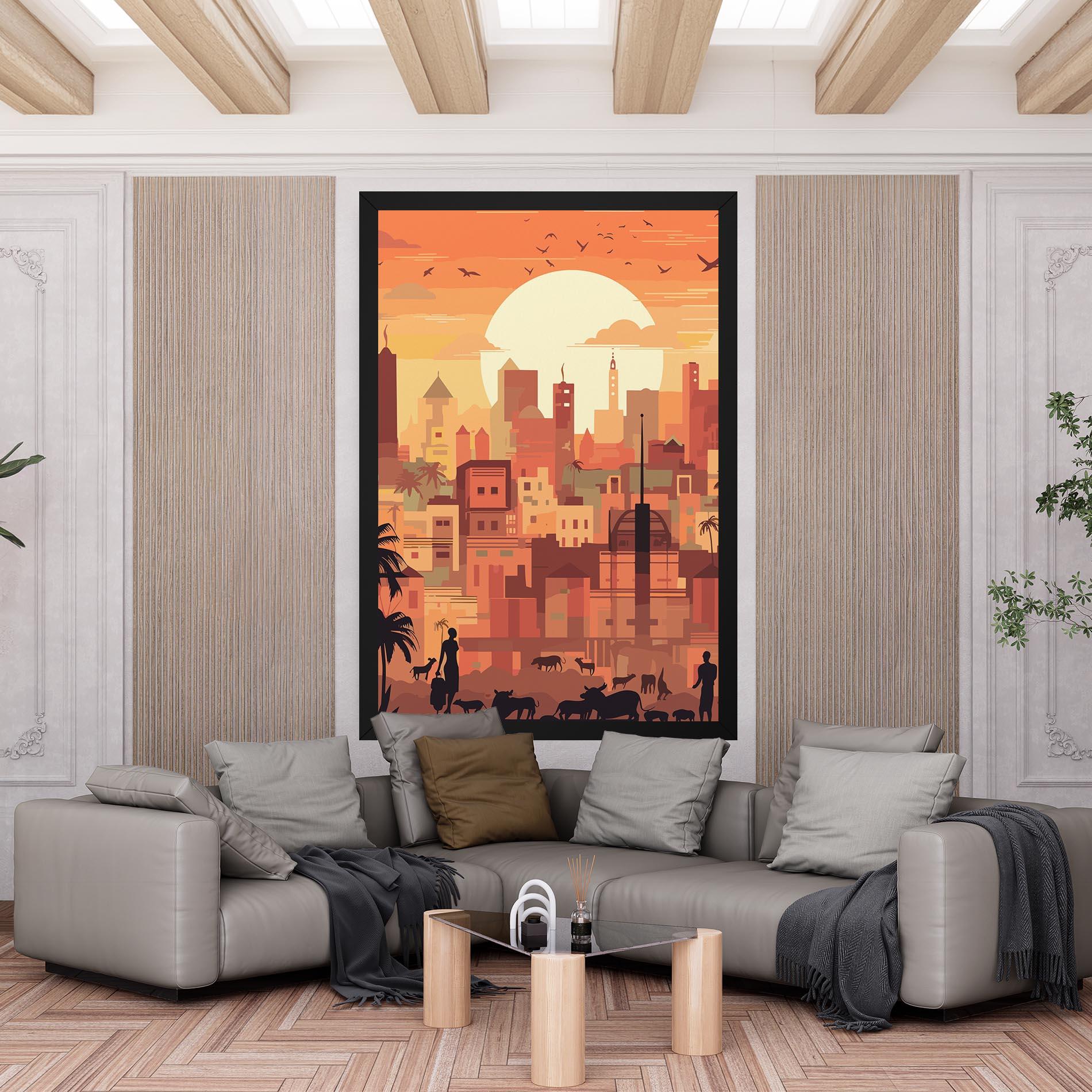 Tablou Canvas Africa City Sunset mockup 6