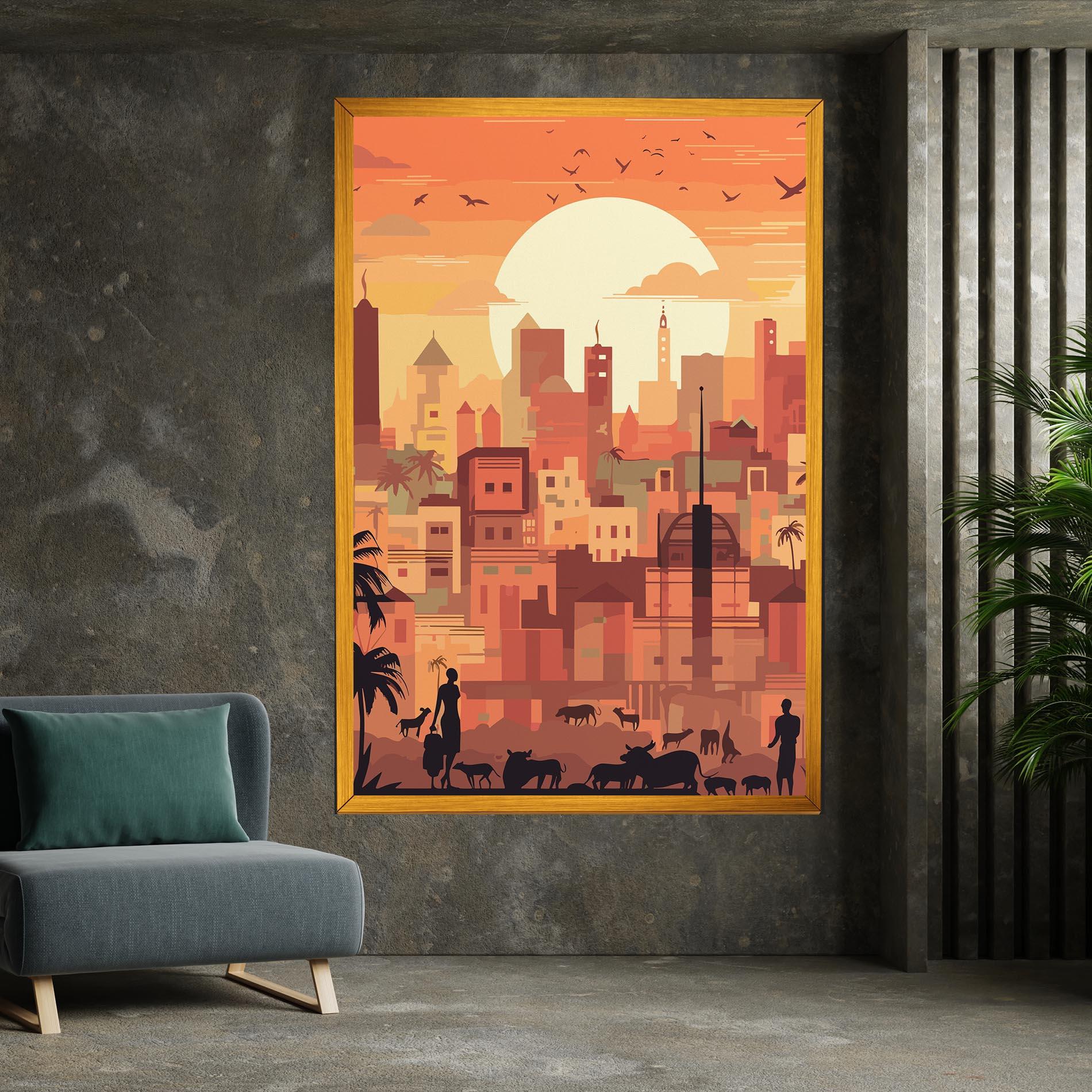 Tablou Canvas Africa City Sunset mockup 7