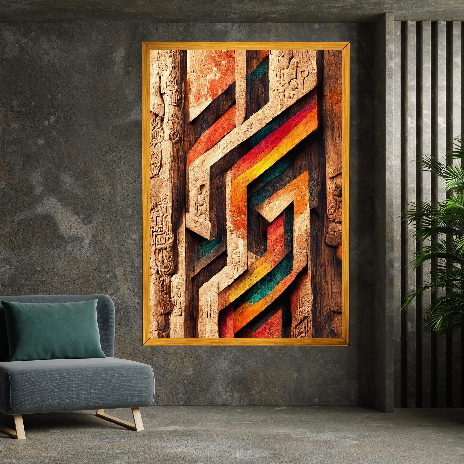 Tablou Canvas Mayan Style Wood mockup 7