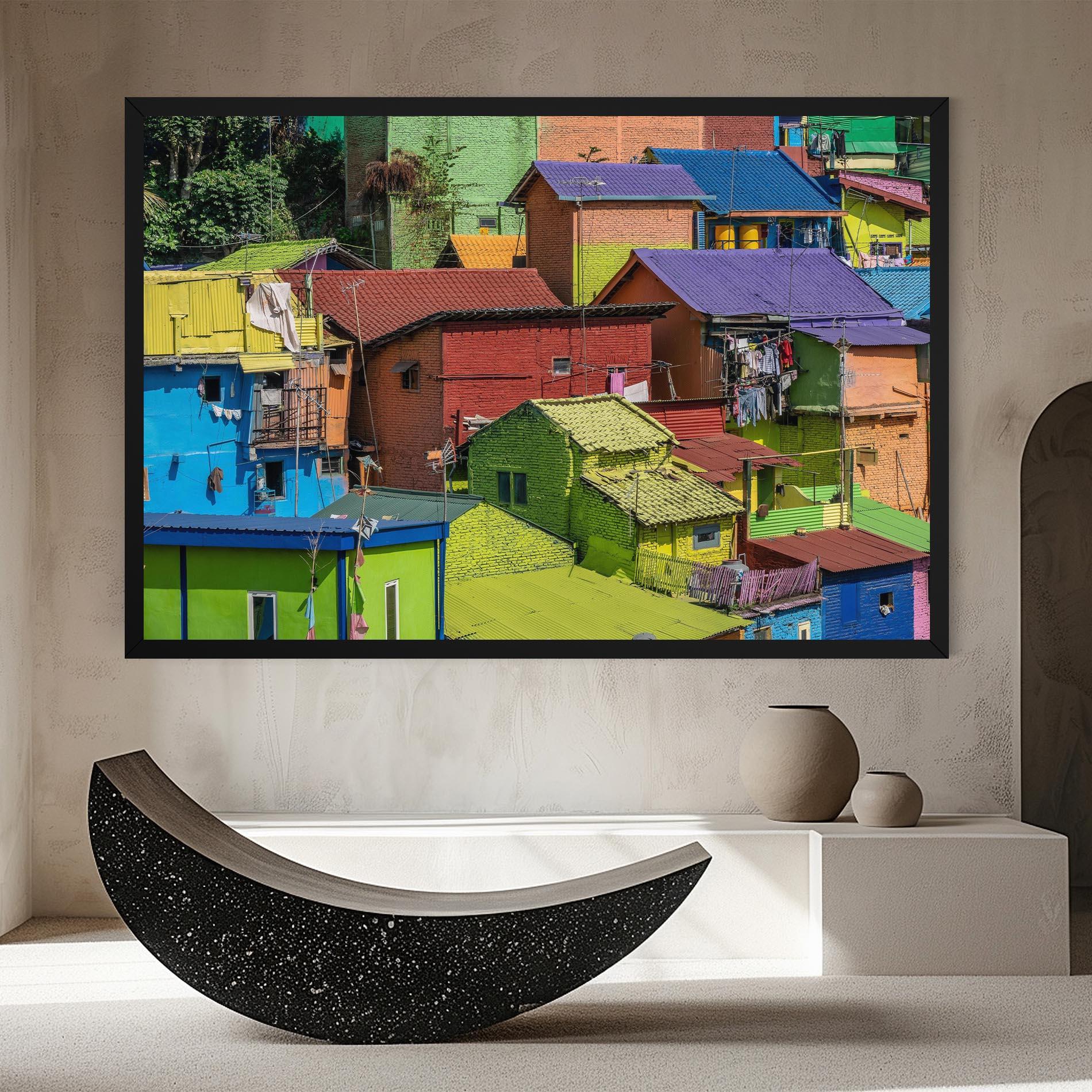 Tablou Canvas Colorful Small Houses mockup 8