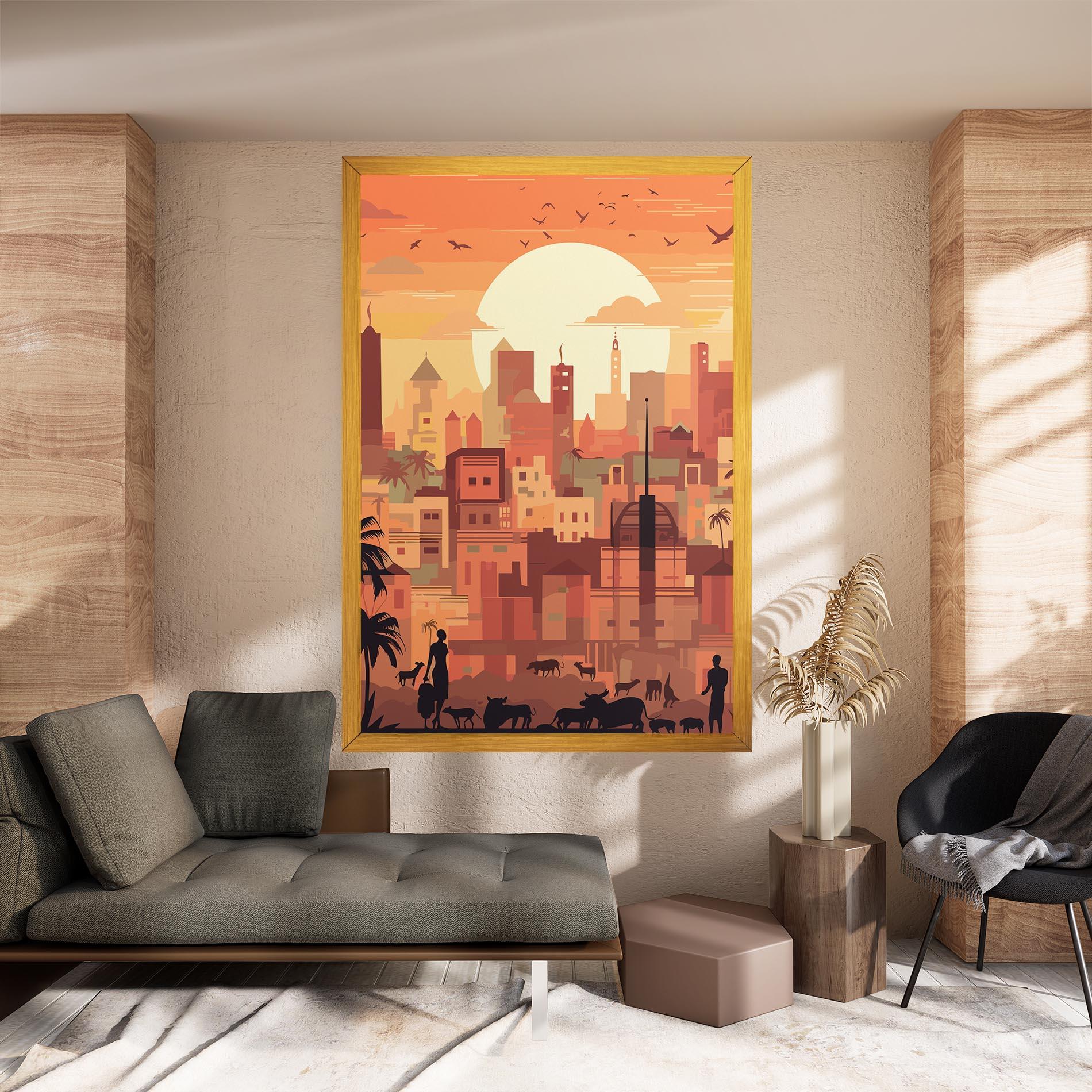 Tablou Canvas Africa City Sunset mockup 8