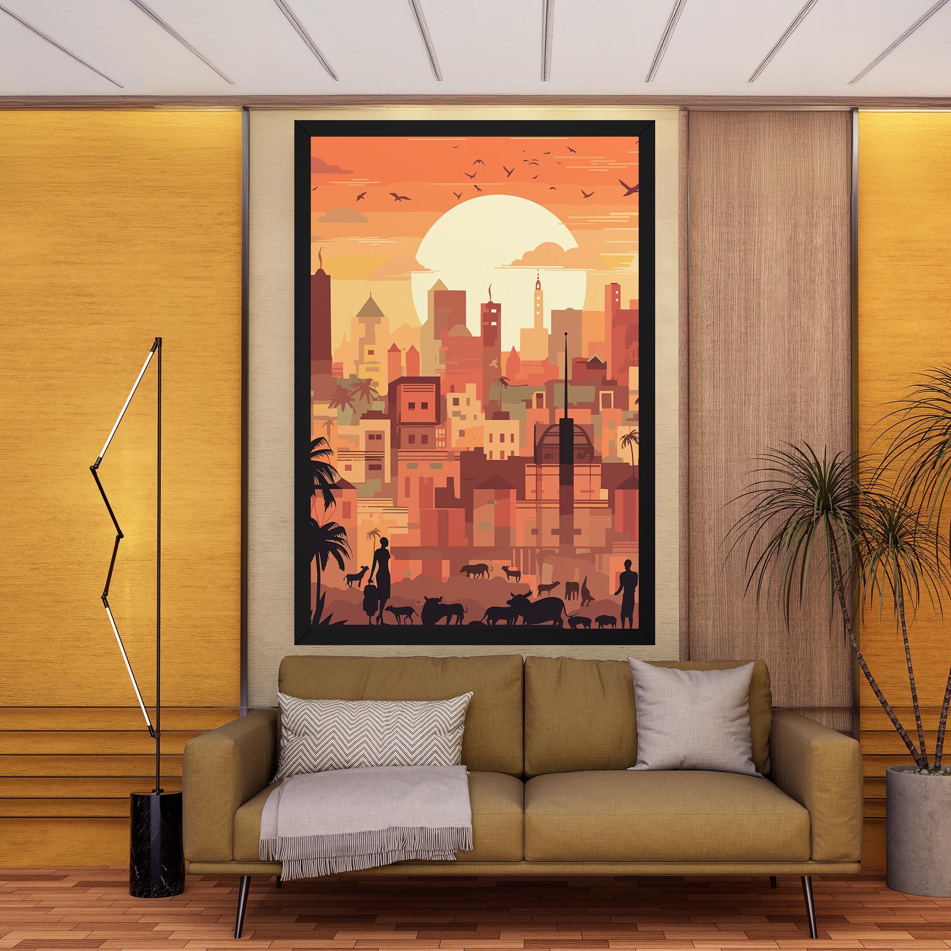 Tablou Canvas Africa City Sunset mockup 9