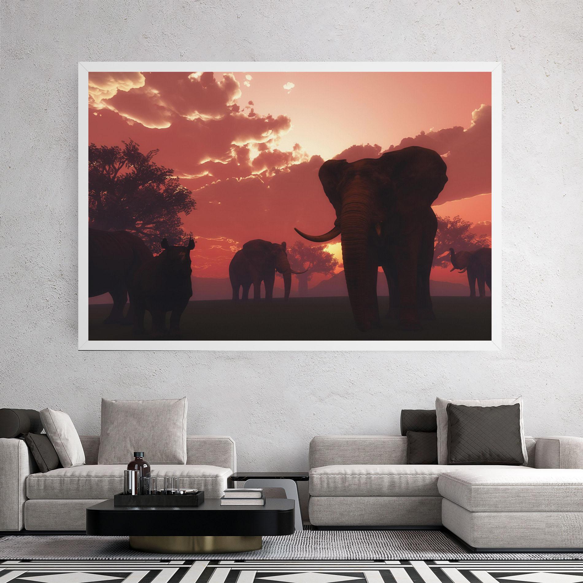 Tablou Canvas African Elephant View mockup 2