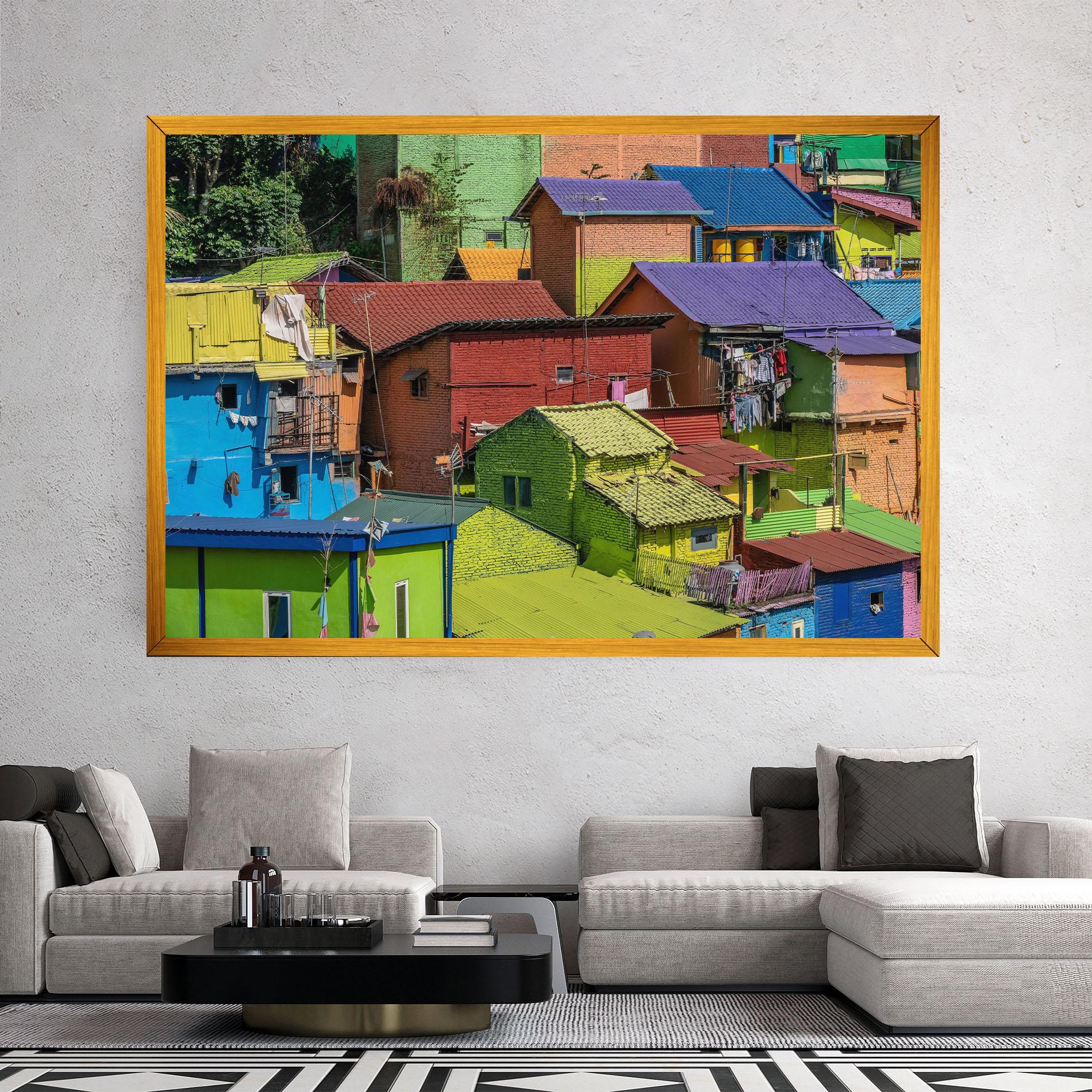 Tablou Canvas Colorful Small Houses mockup 2