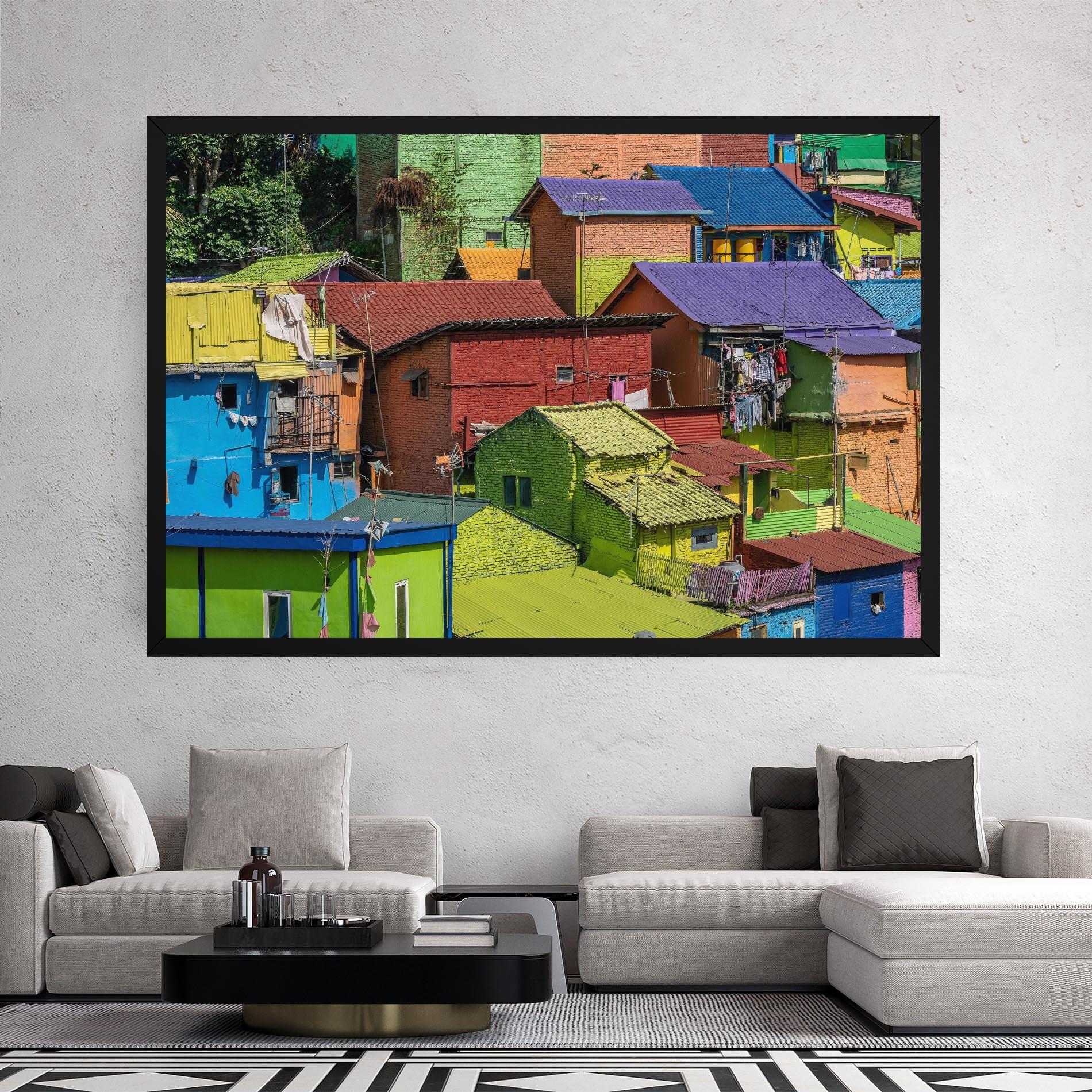 Tablou Canvas Colorful Small Houses mockup 2