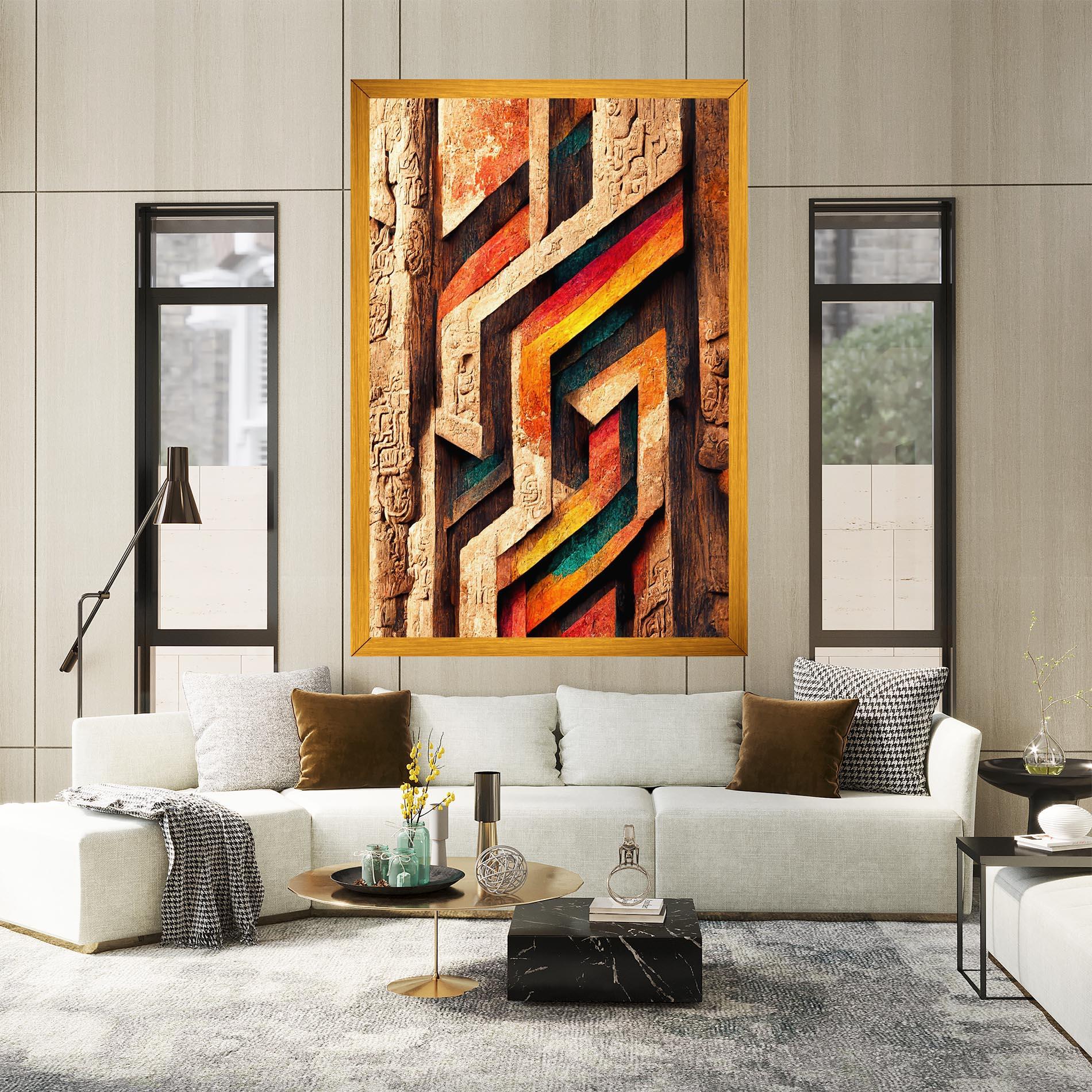 Tablou Canvas Mayan Style Wood mockup 2