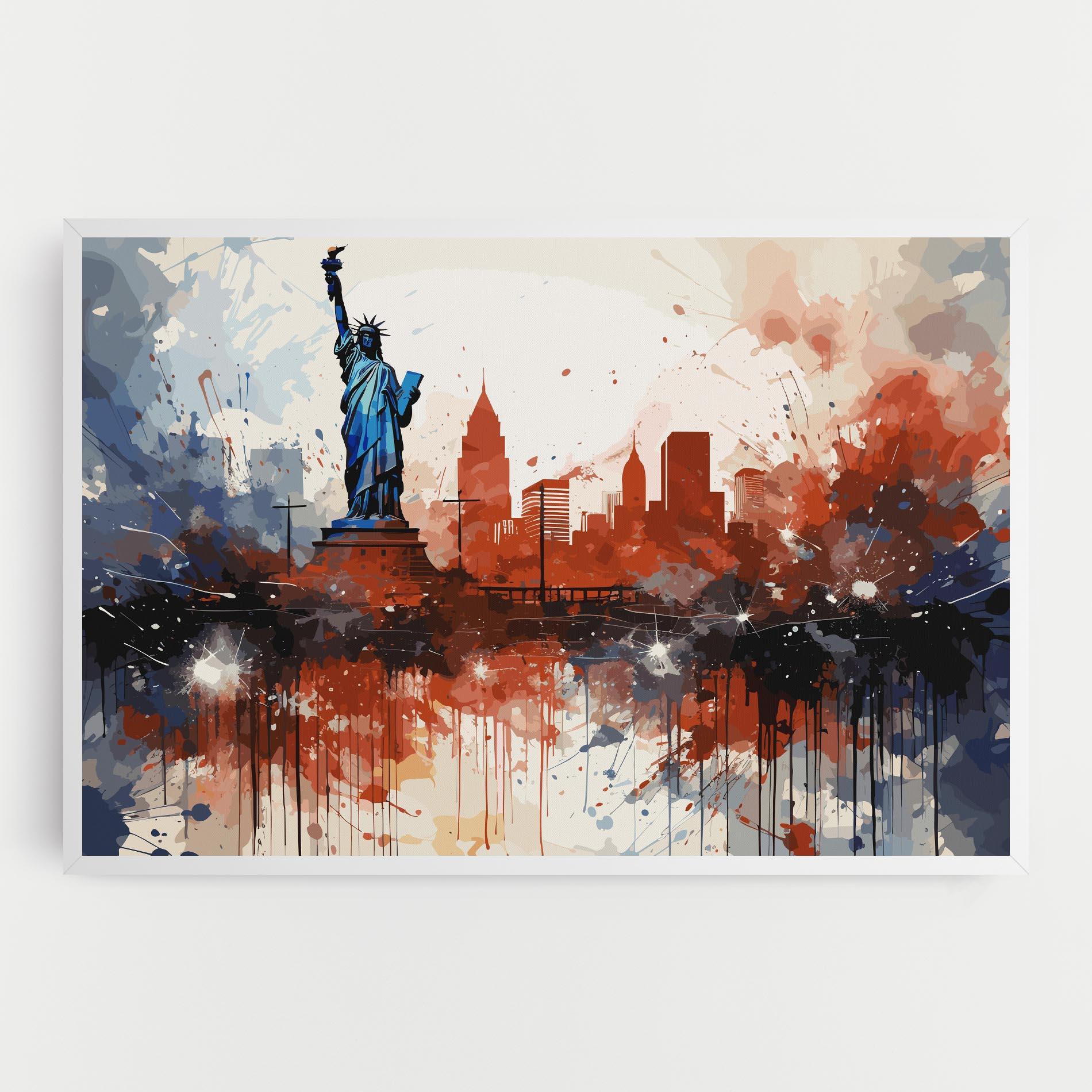 Tablou Canvas Red Blue Liberty Statue mockup 0
