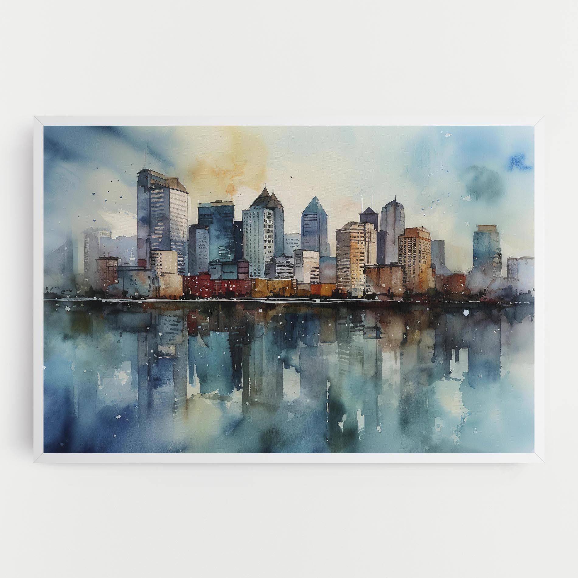 Tablou Canvas Watercolor City Skyline mockup 0