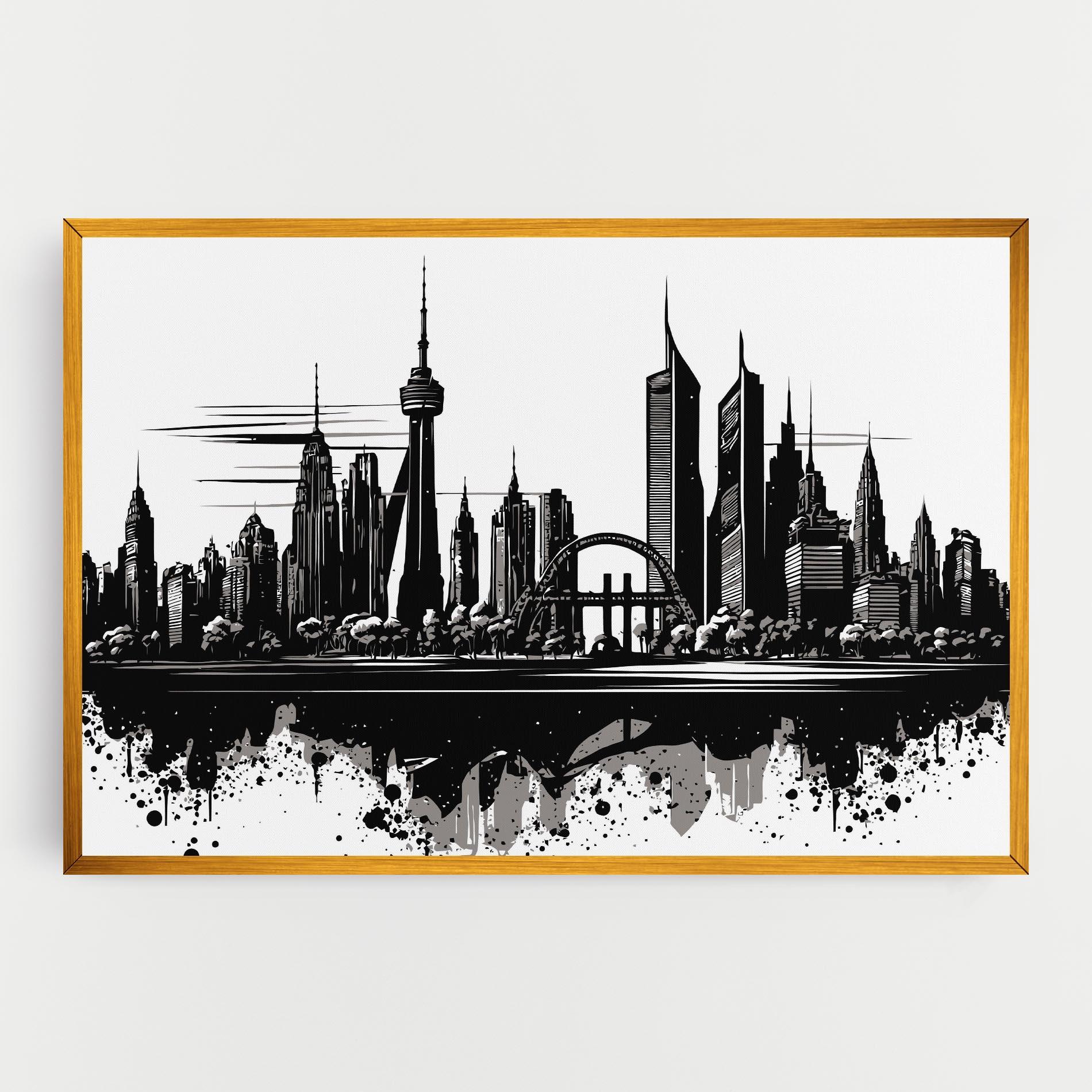 Tablou Canvas Black Ink City mockup 0