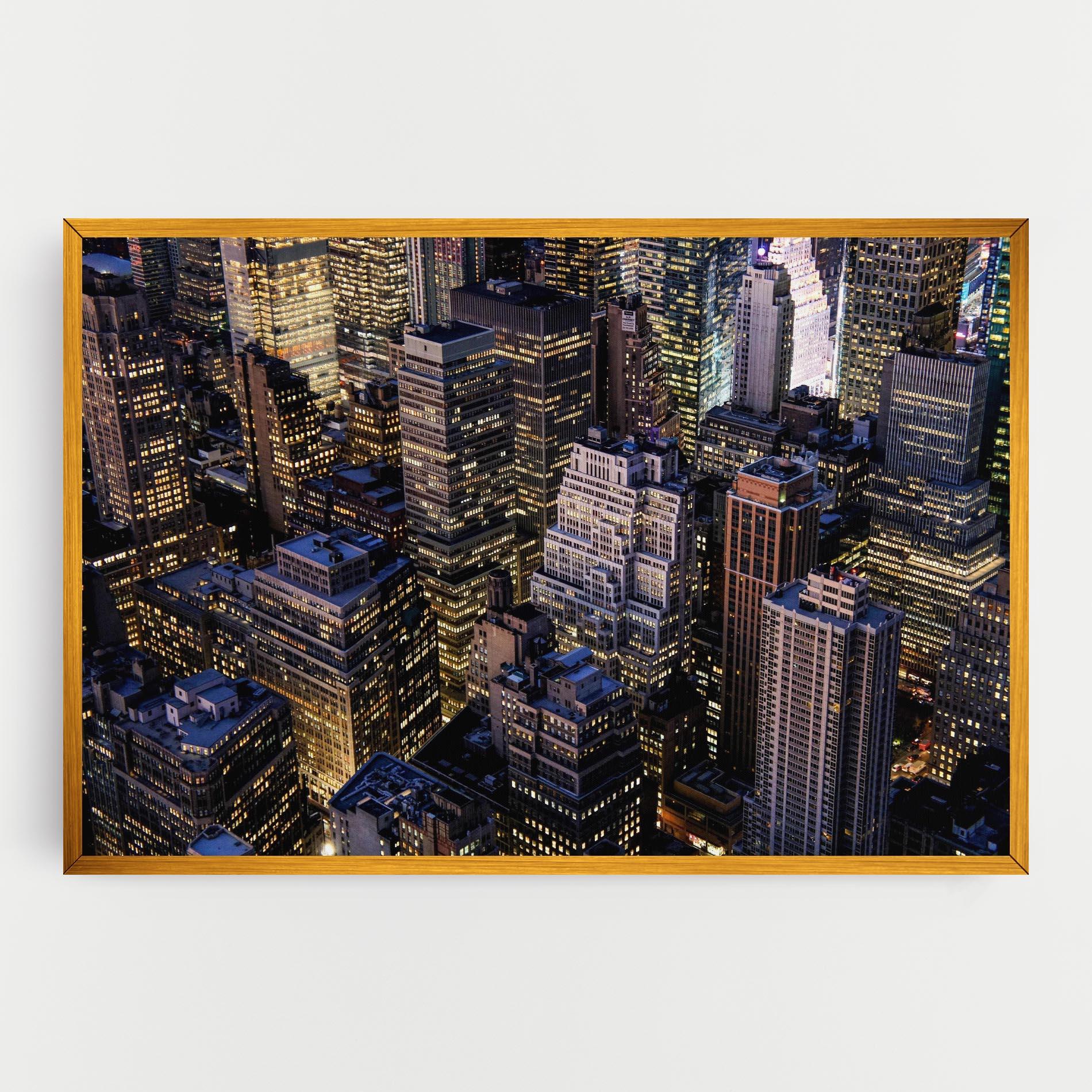 Tablou Canvas Blue Gold Skylines mockup 0