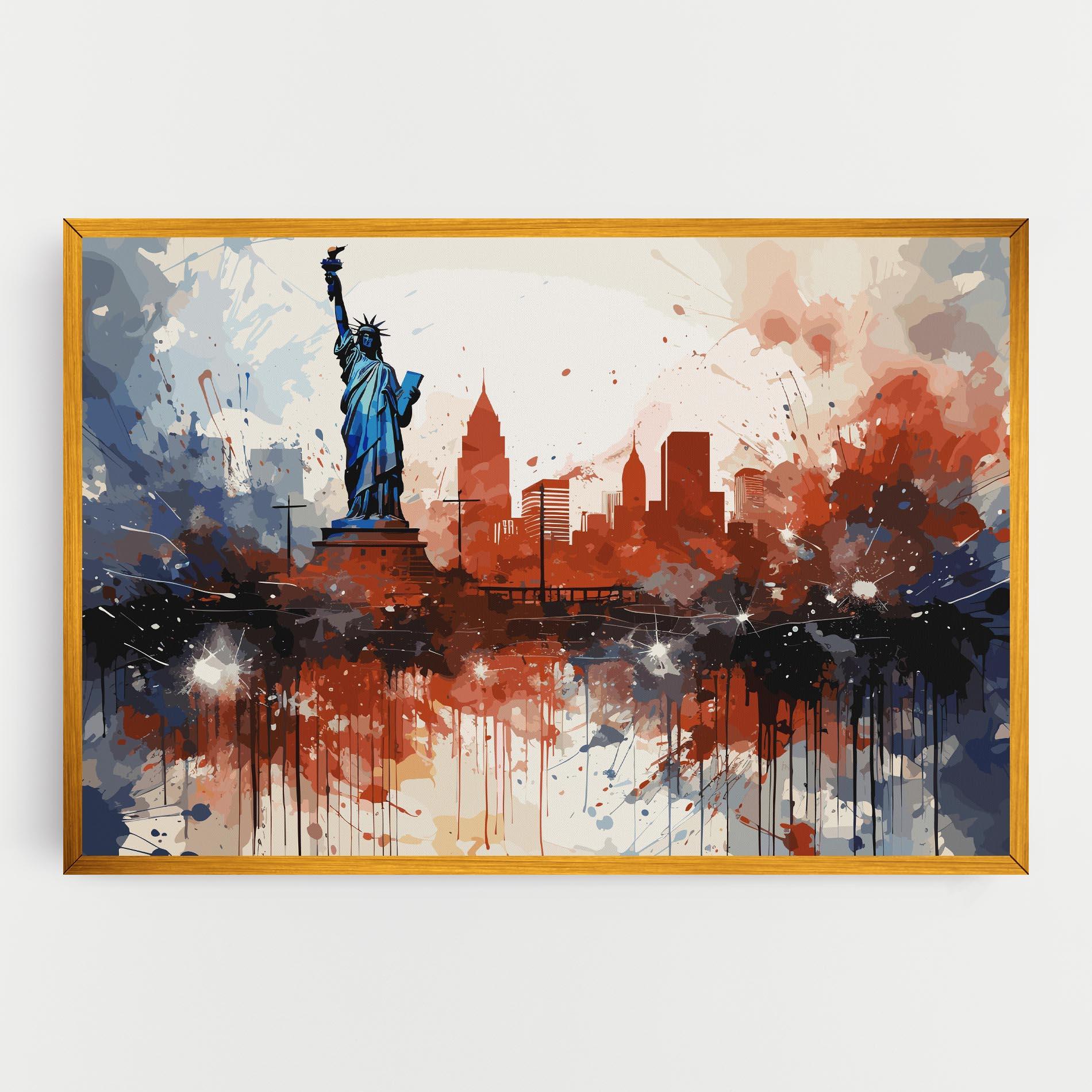 Tablou Canvas Red Blue Liberty Statue mockup 0
