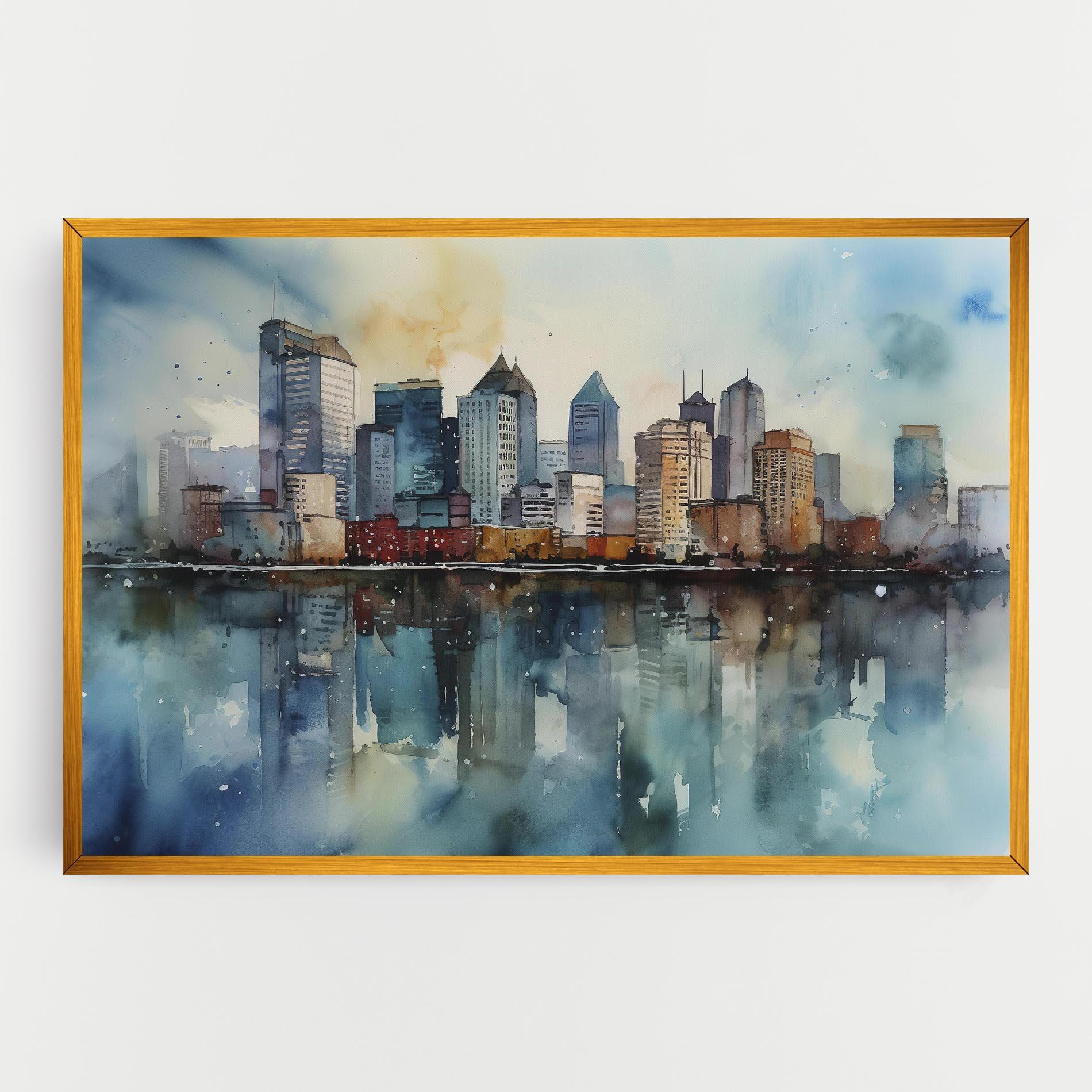 Tablou Canvas Watercolor City Skyline mockup 0