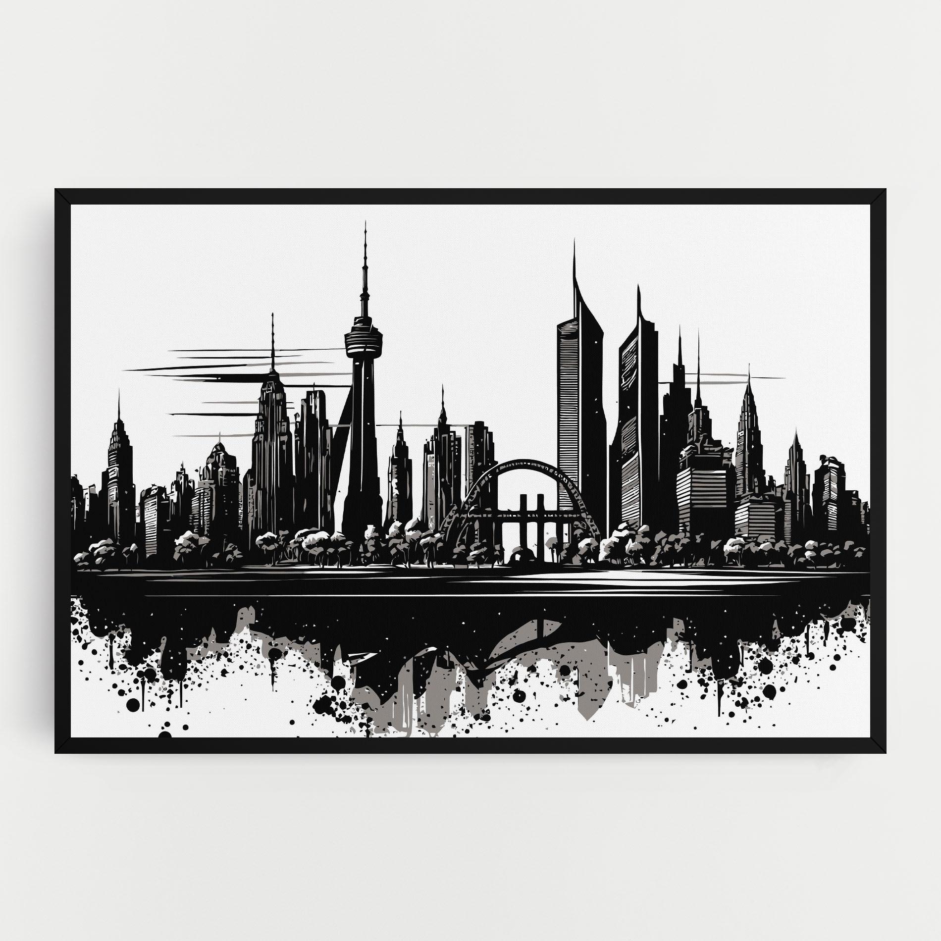 Tablou Canvas Black Ink City mockup 0